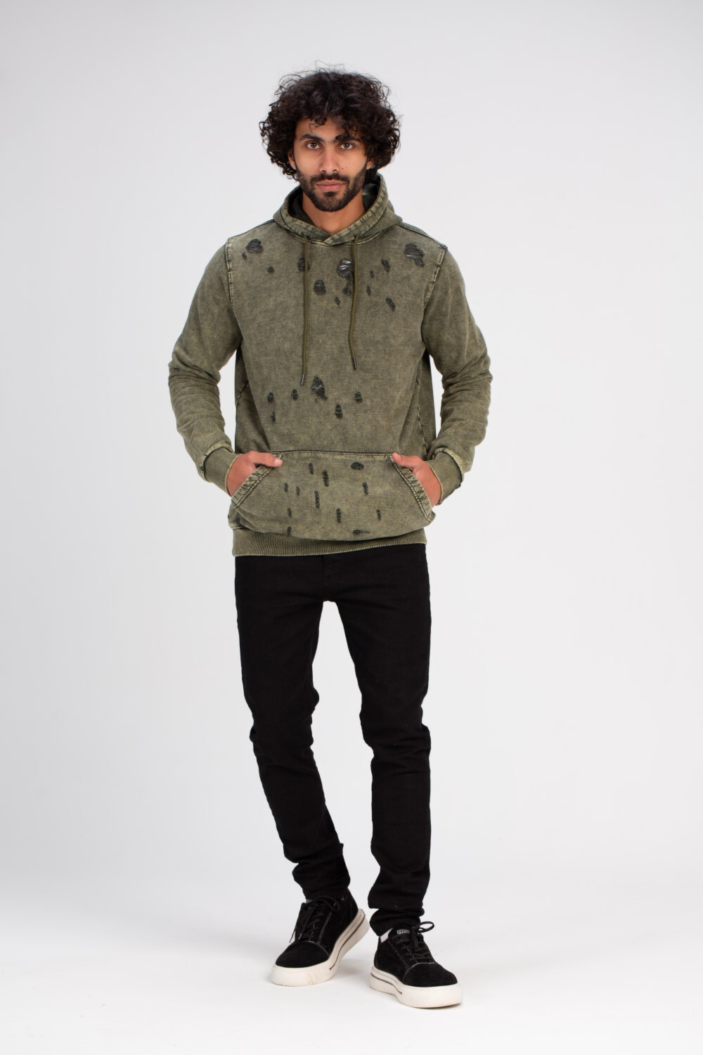 Men's Hoodie Padded Cutting Hooded Sweatshirt