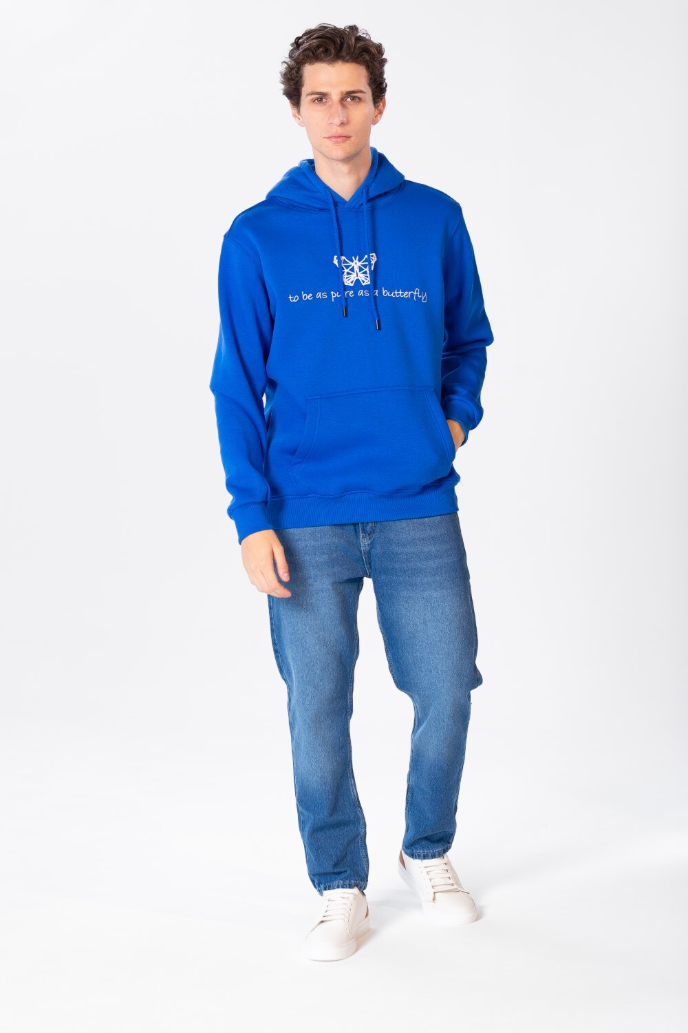 Men's Hoodie Sweatshirt With Kangaroo Pocket And Front Print