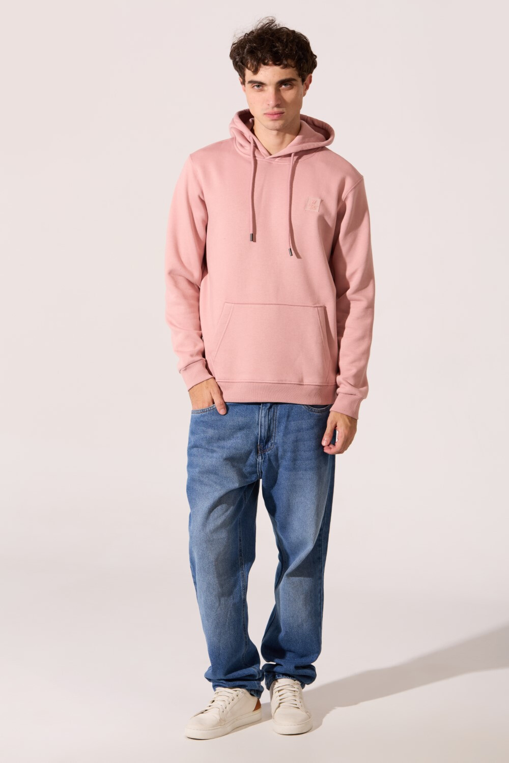 Men's Tomato Basic Plain Slim Fit Melton Long Sleeve Hooded Sweatshirt