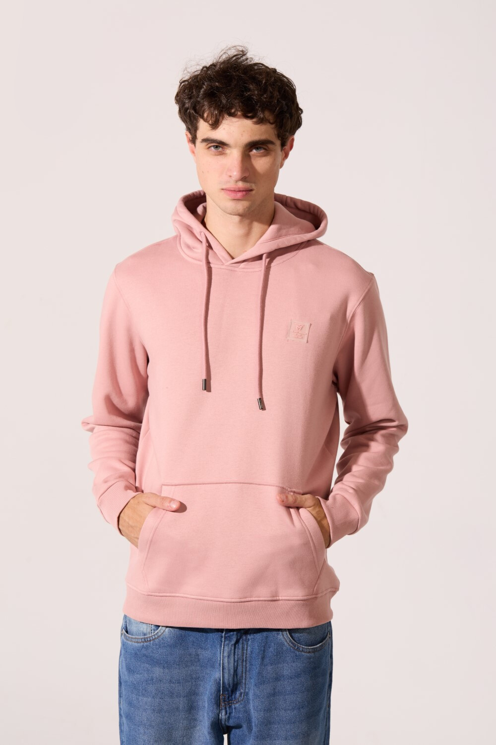 Men's Tomato Basic Plain Slim Fit Melton Long Sleeve Hooded Sweatshirt