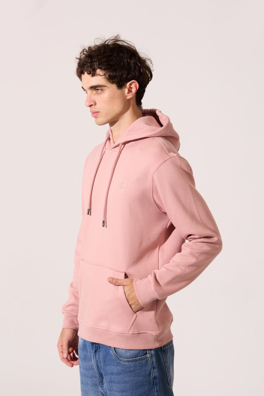 Men's Tomato Basic Plain Slim Fit Melton Long Sleeve Hooded Sweatshirt