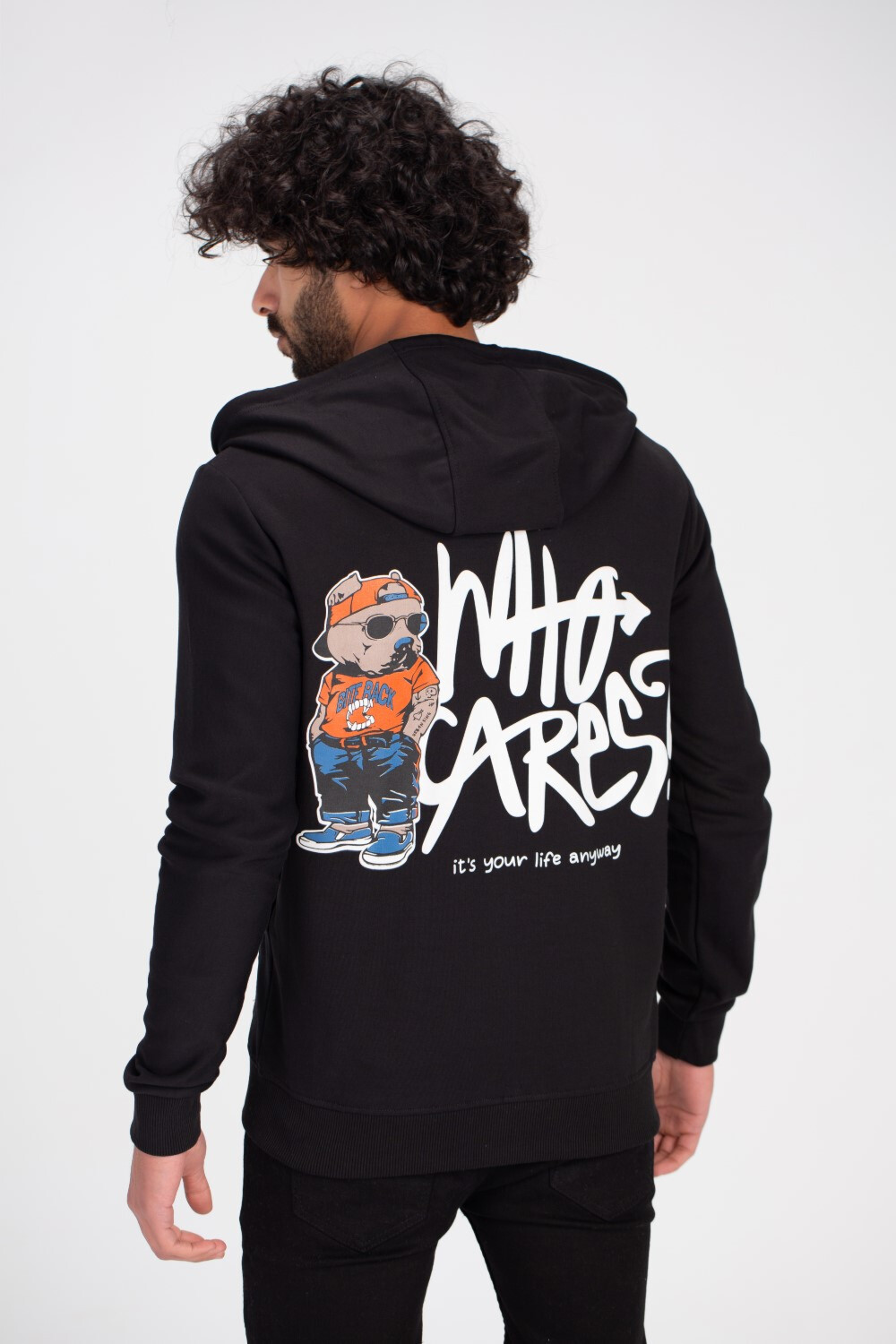Men's Padded Hooded Front & Back Print Made Of Soft Melton Sweatshirt
