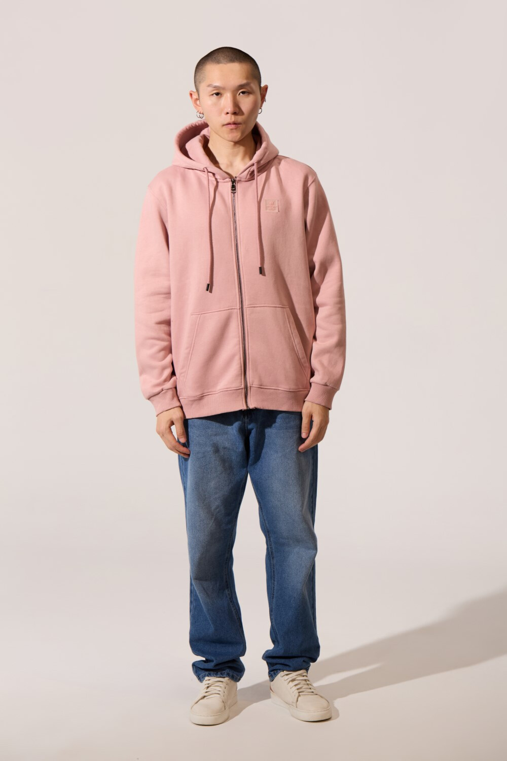 Men's Tomato Front Full Zip Slim Fit Melton Long Sleeve Sweatshirt