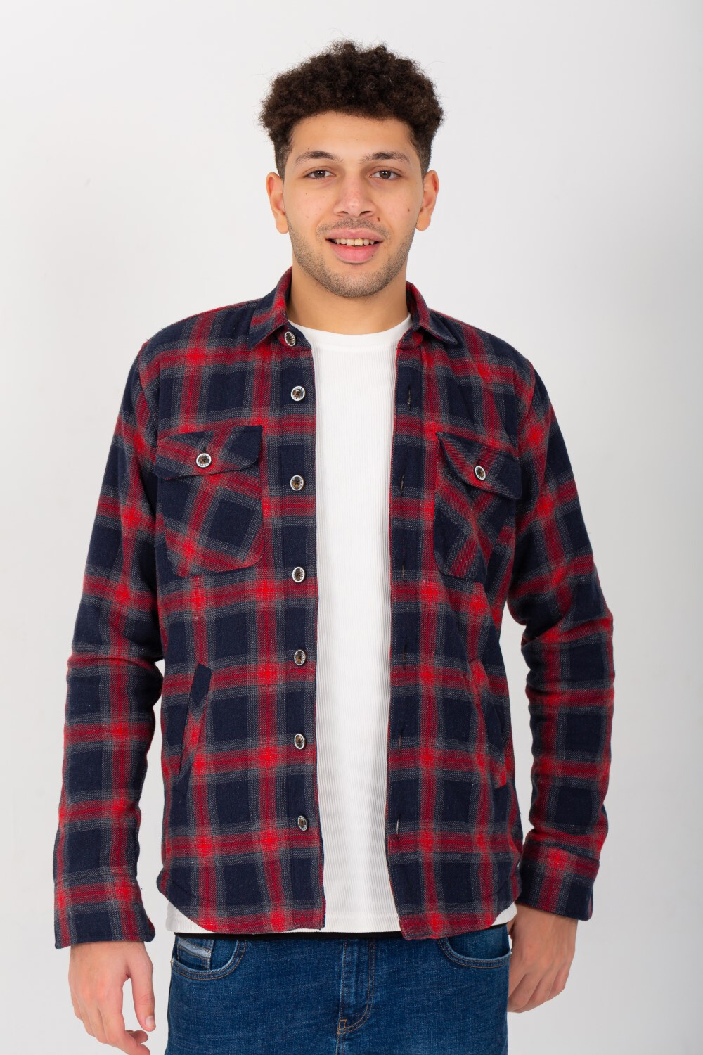 Men's Padded Checked Regular Fit With Two Front Pockets Shirt