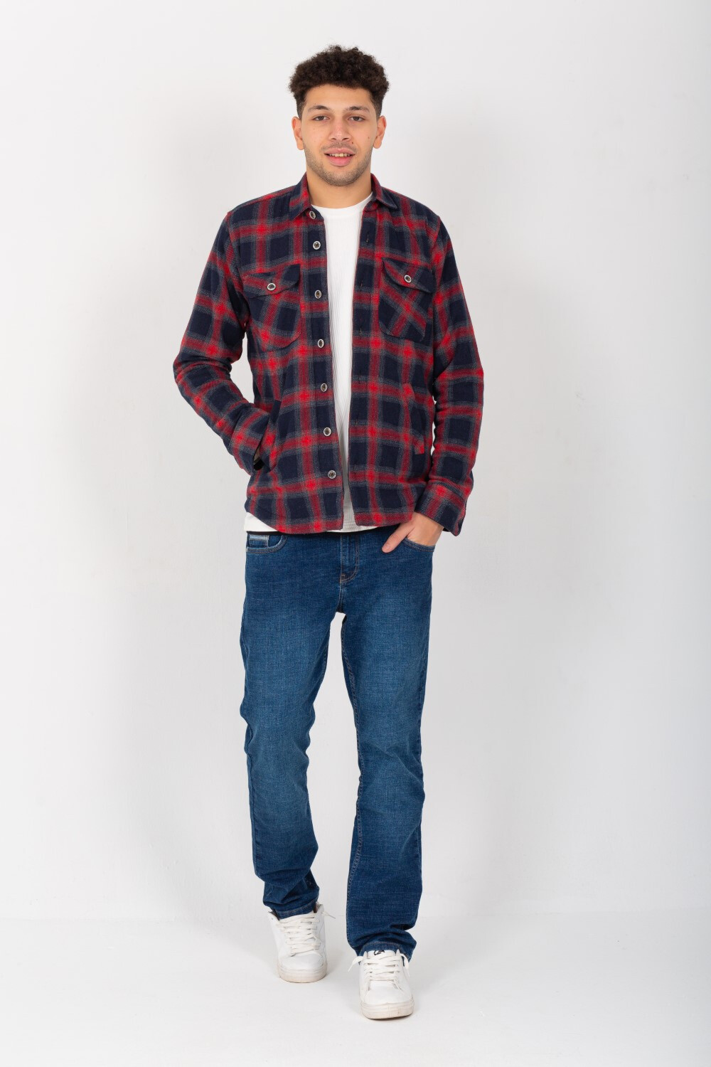 Men's Padded Checked Regular Fit With Two Front Pockets Shirt
