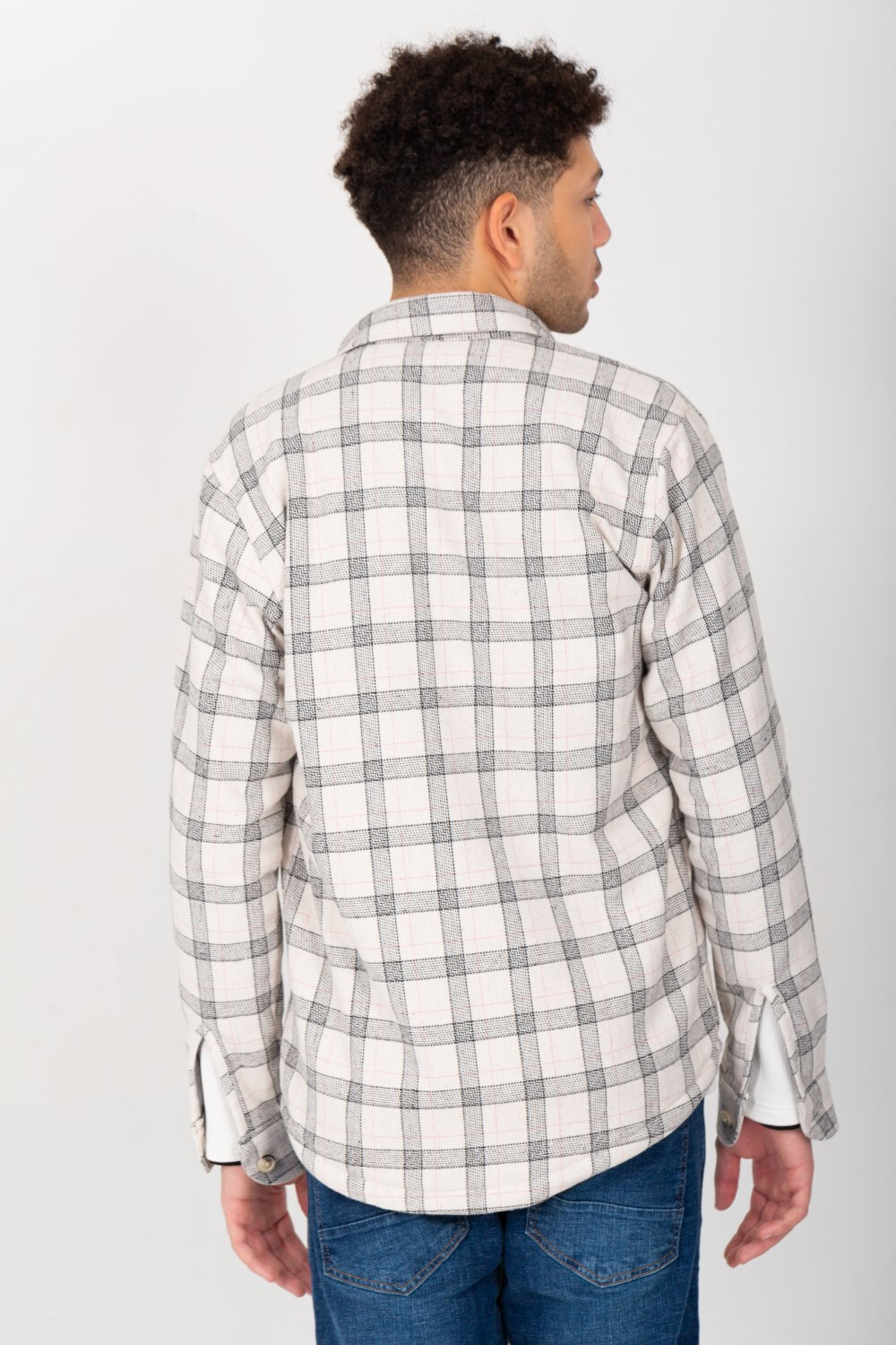Men's Padded Fur Checked Regular Fit With Two Front Pockets Shirt