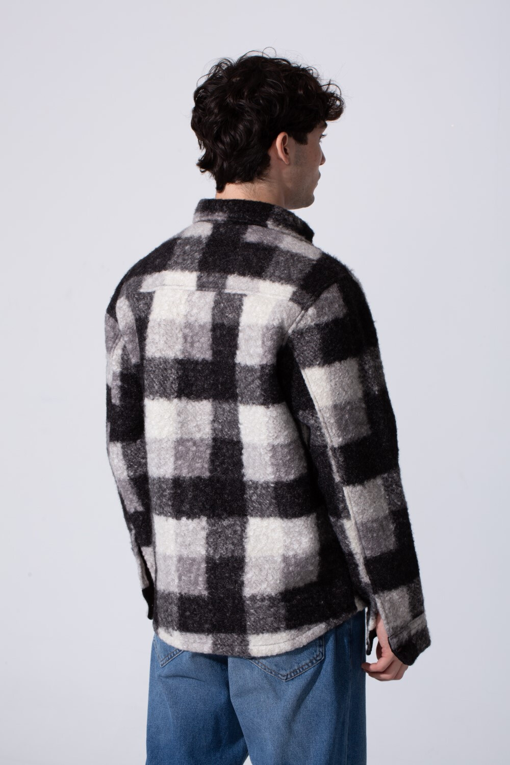 Men's Winter Wool Slim Fit Shirt With Front Pockets And Long Sleeves