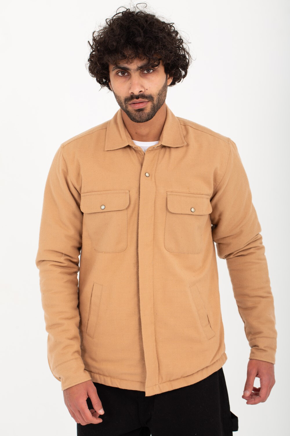 Men's Regular Fit Padded Soft Wool Front Pockets Shirt