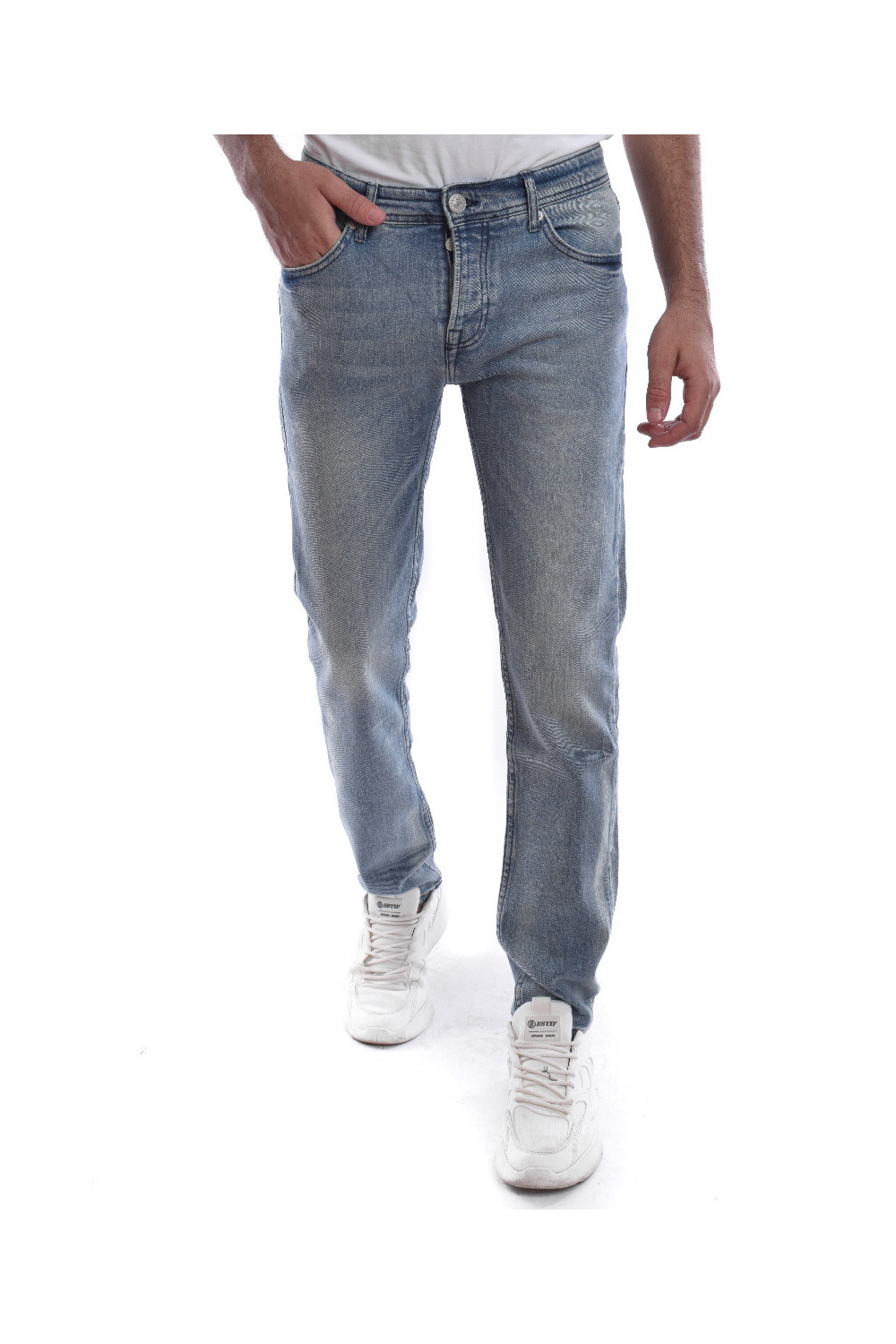 Men's Basic Slim Fit Jeans Pants Five Pockets Dirty