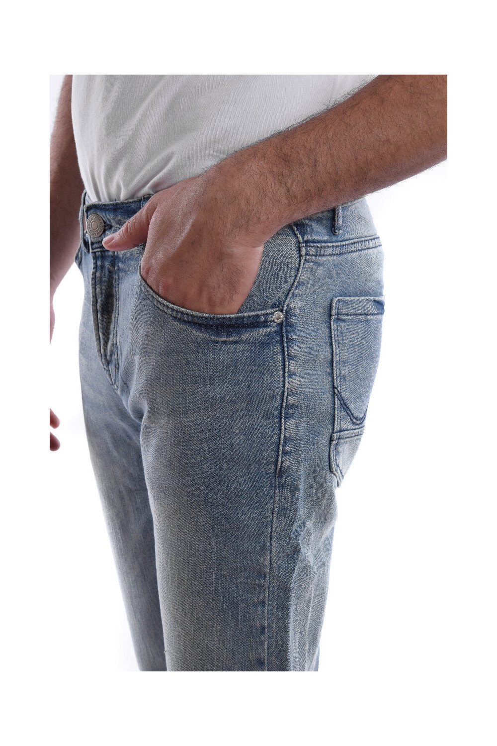 Men's Basic Slim Fit Jeans Pants Five Pockets Dirty
