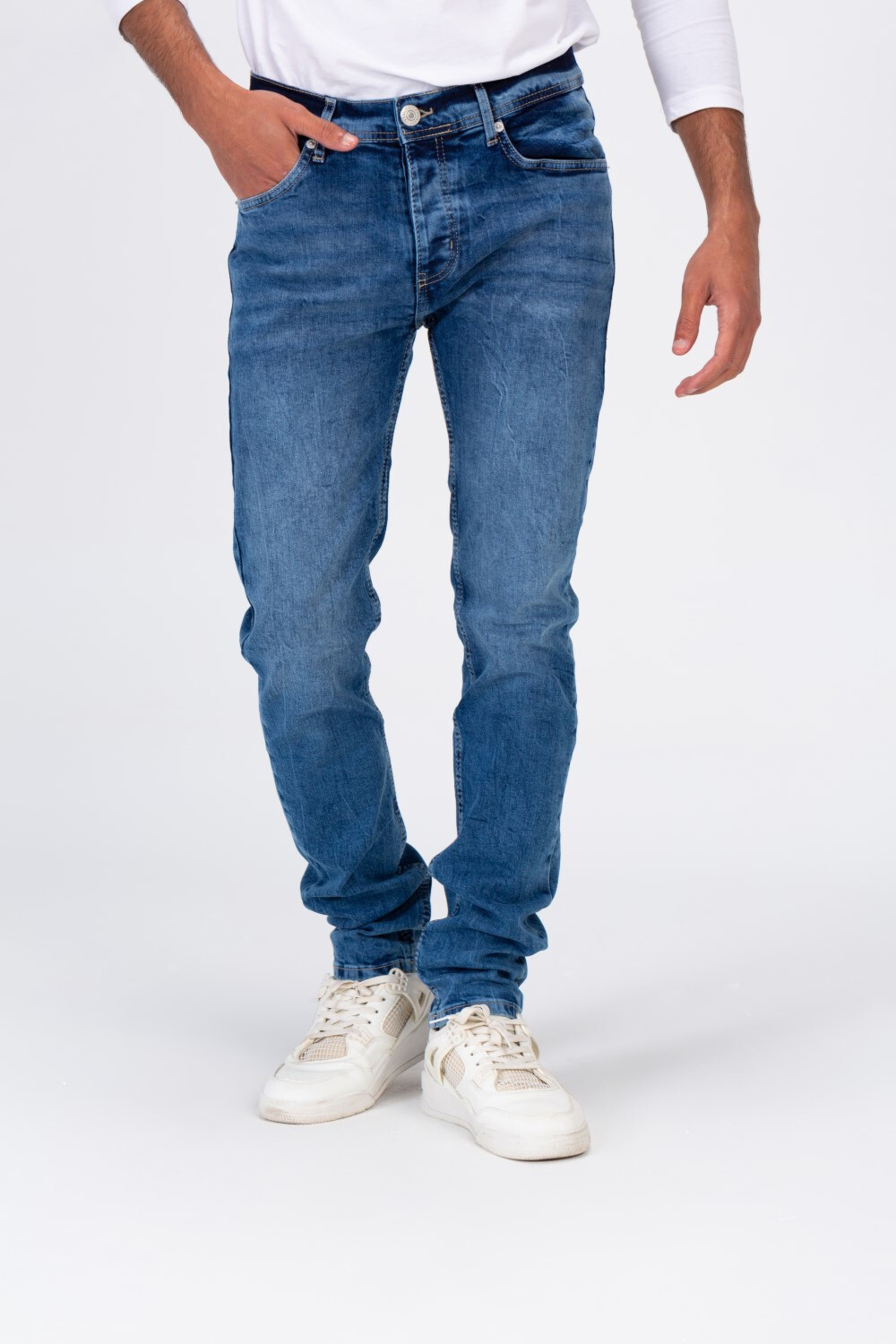 Men's Slim Fit Basic Five Pockets Used Details Jeans Pants Versatile & Easy To Mix & Match