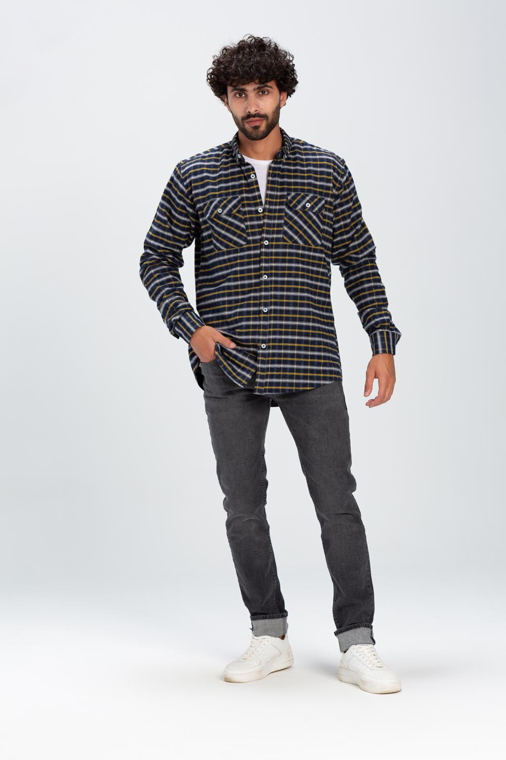 Men's Checked Style Regular Fit Comfort Wool Shirt