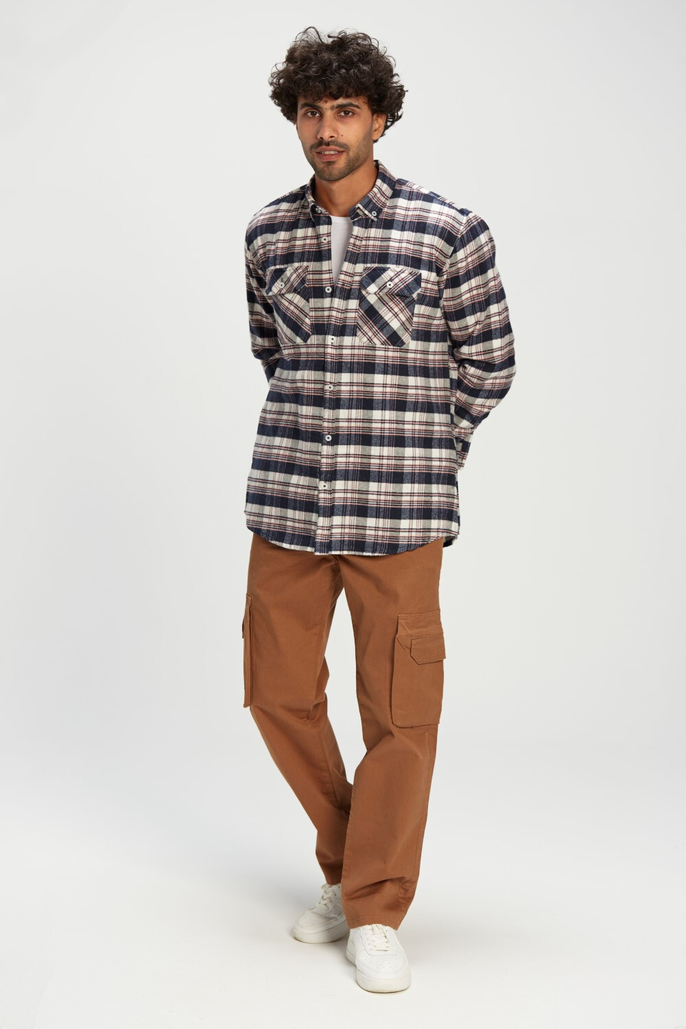 Men's Checked Regular Fit Front Pockets Soft Wool Shirt
