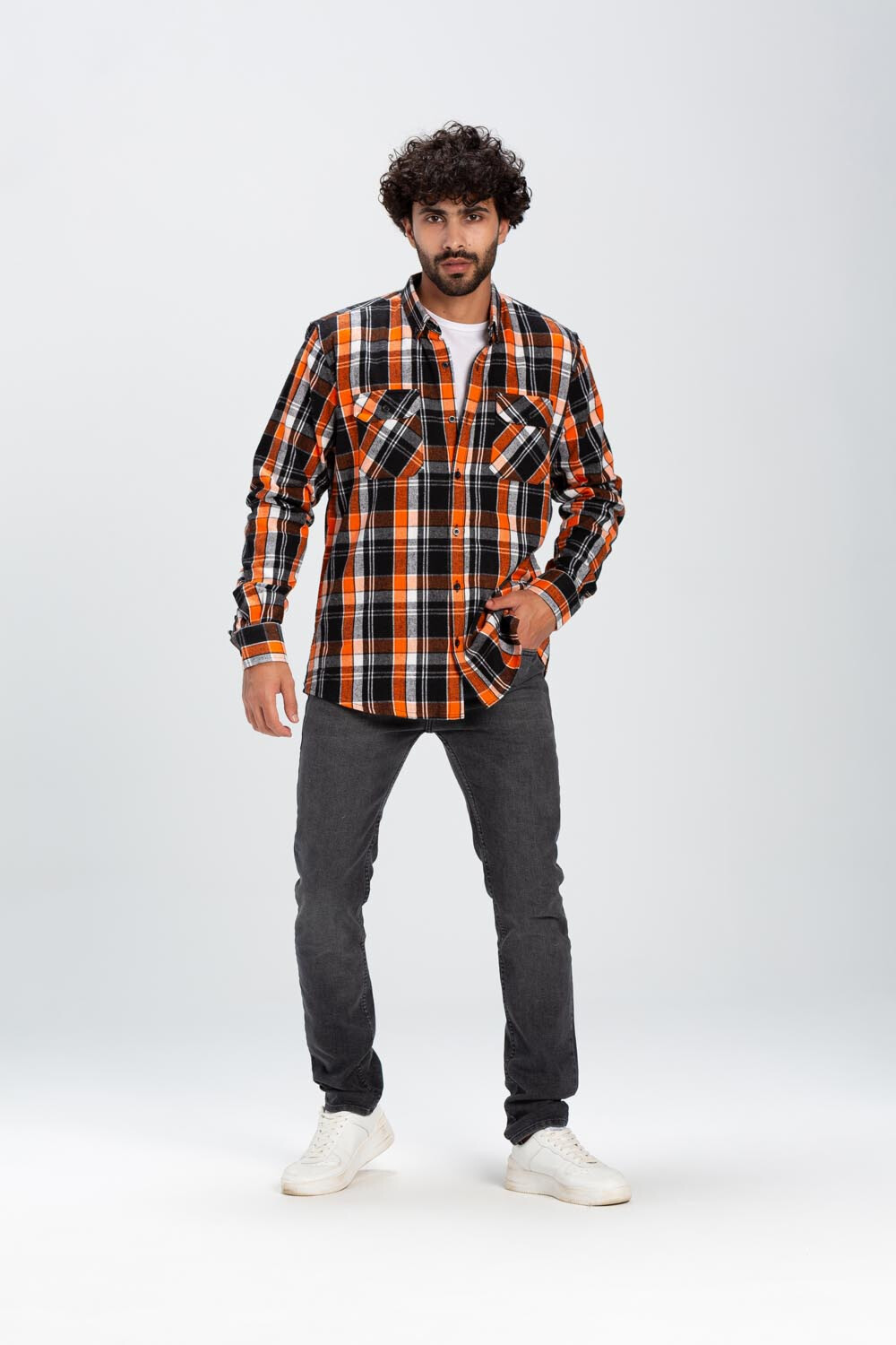 Men's Checked Style Regular Fit Made Of Soft Wool With Front Two Pockets Shirt