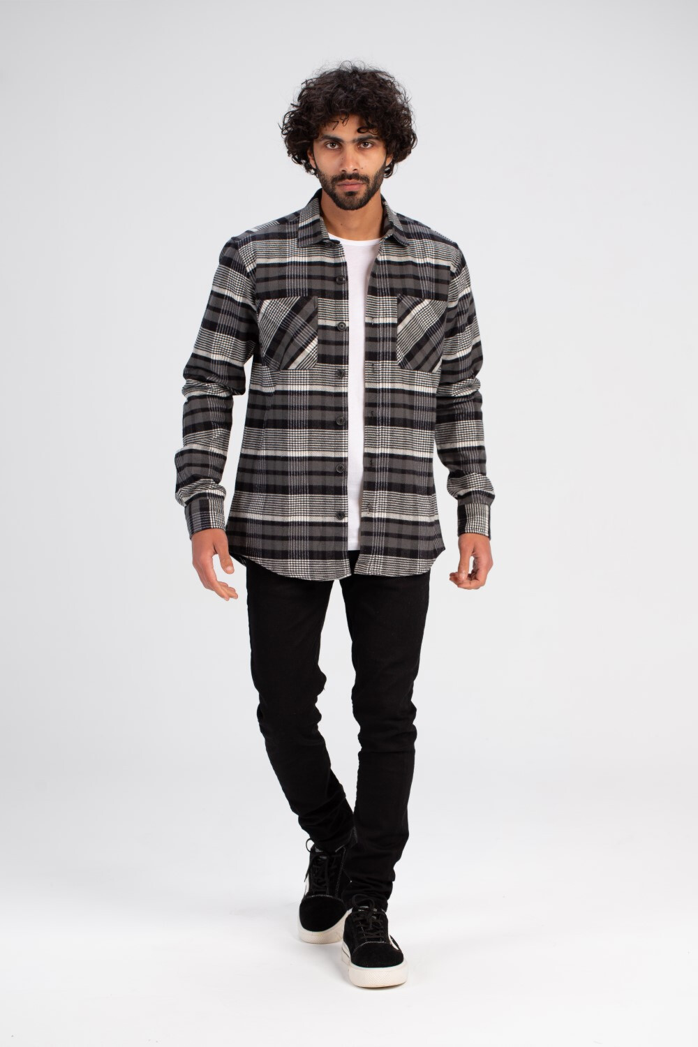 Men's Checked Soft Wool Basic Style Shirt