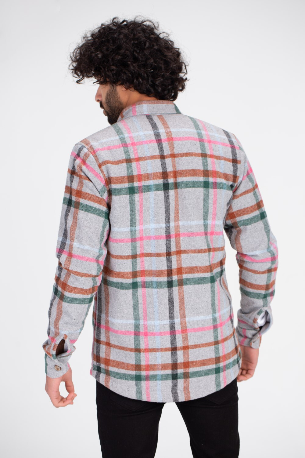 Men's Checked Regular Fit Front Pockets Full Zipper Made Of Soft Wool Side Pockets Padded Shirt