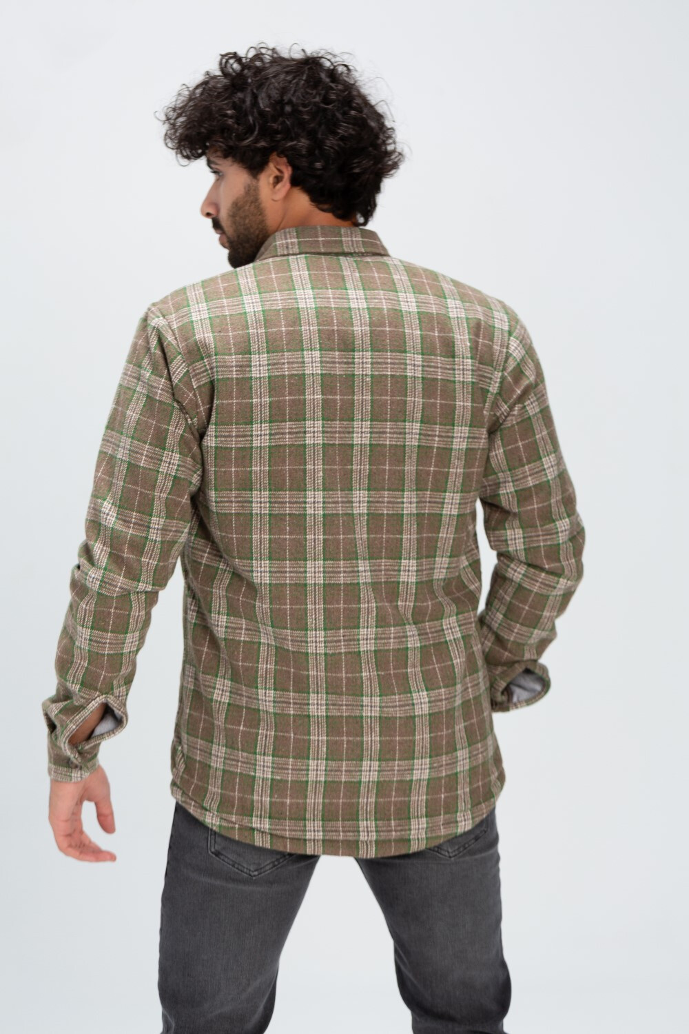 Men's Checked Regular Fit Padded Soft Wool Front Pockets Multi Color Shirt