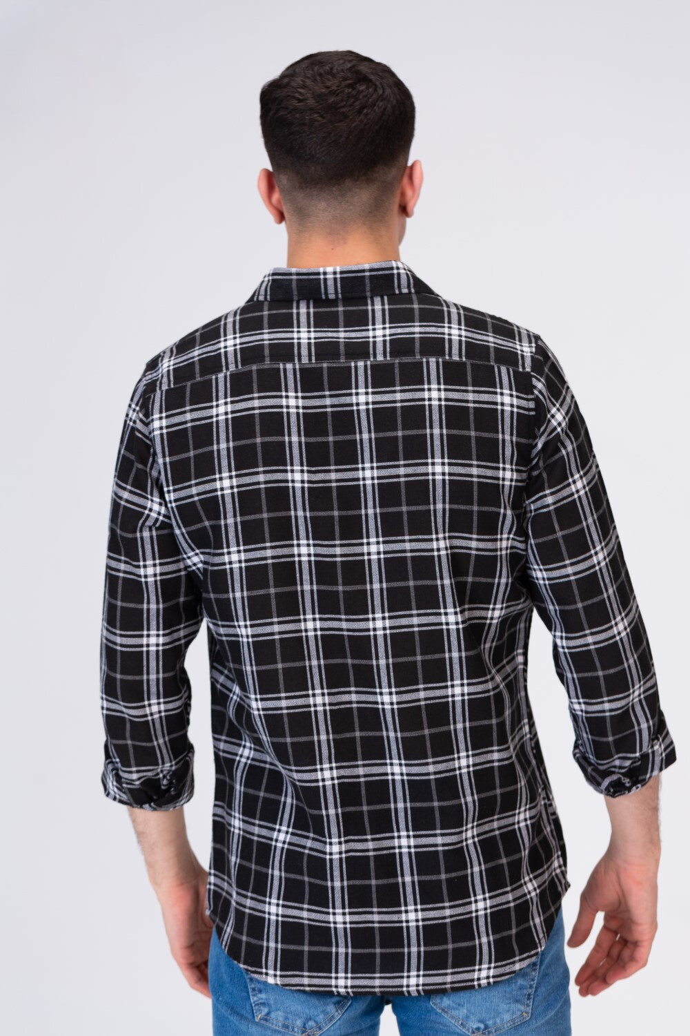 Mens Plaid Shirt With Collar And Long Sleeves