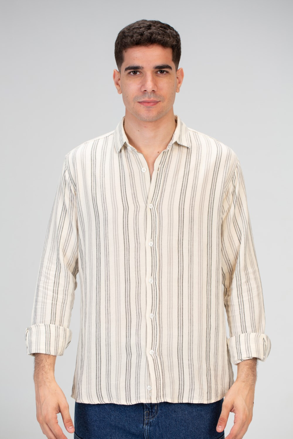 Mens Striped Slim Fit Button Front Shirt