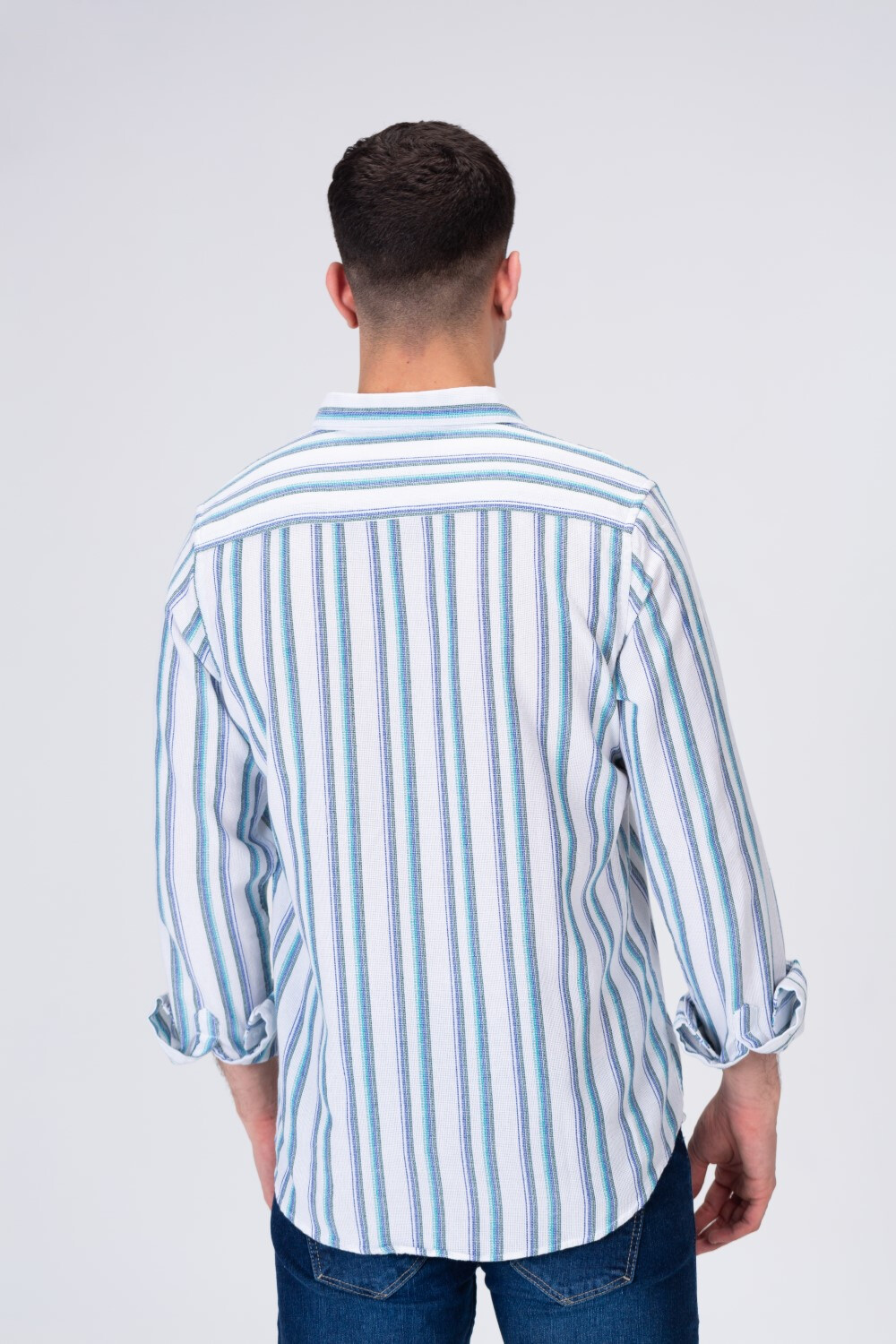 Mens Striped Regular Fit Long Sleeves Shirt