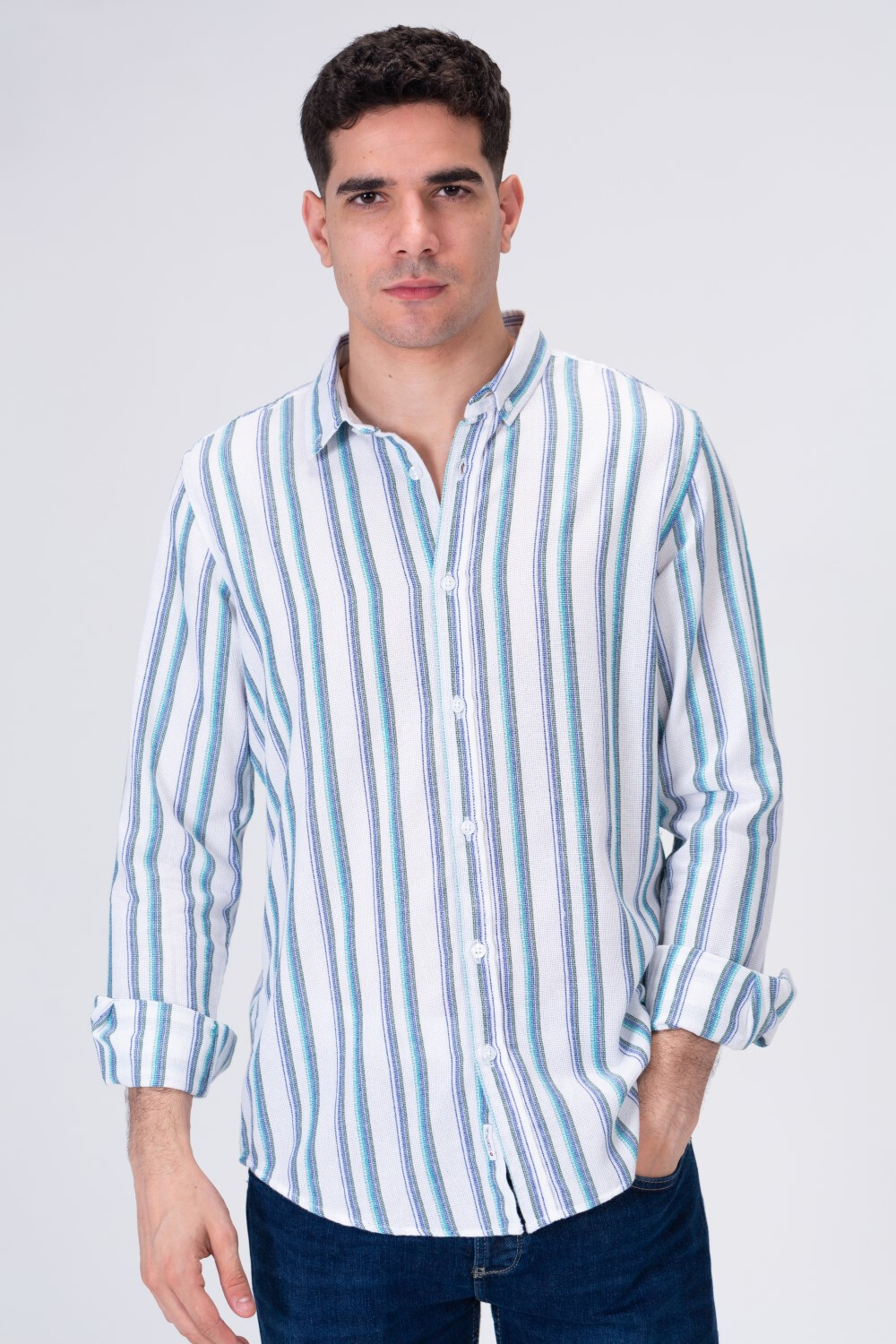Mens Striped Regular Fit Long Sleeves Shirt