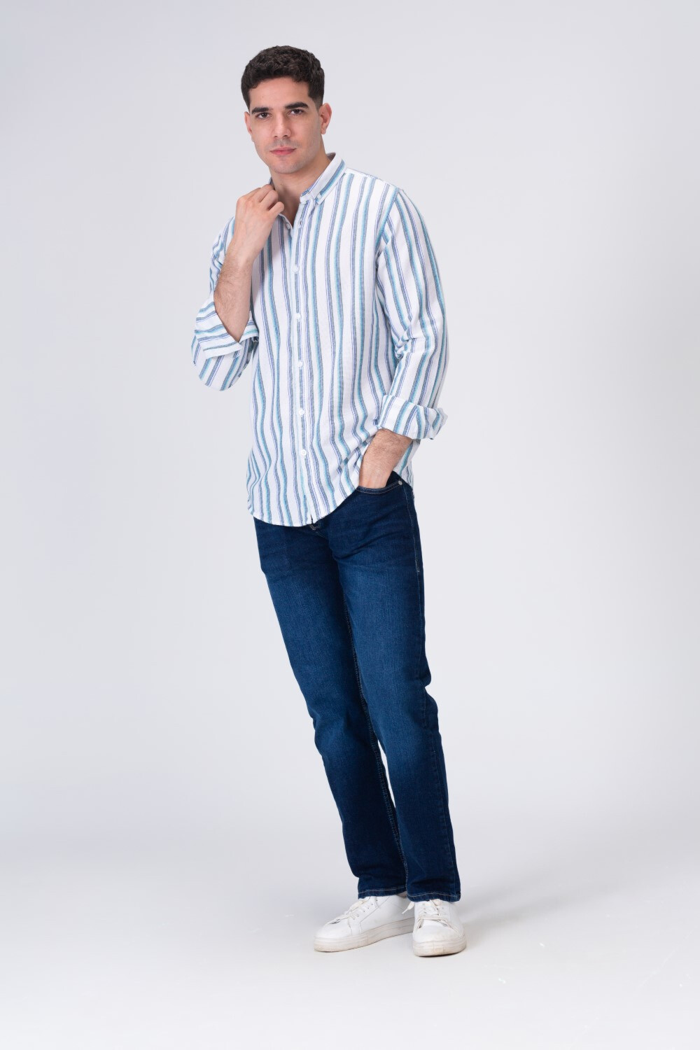 Mens Striped Regular Fit Long Sleeves Shirt