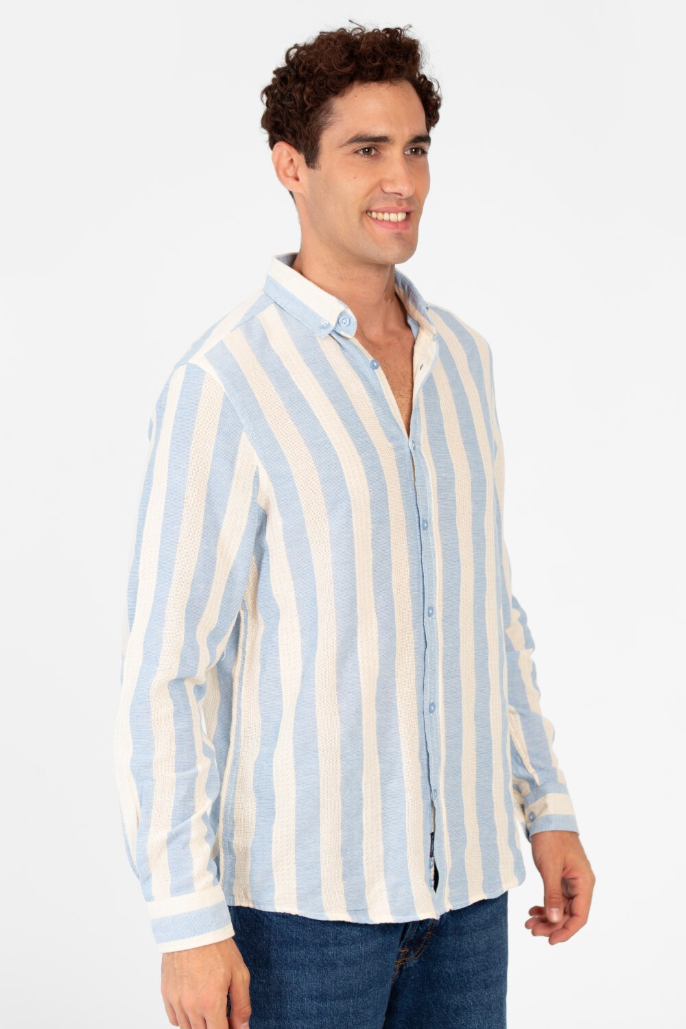 Men's Striped Regular Fit Long Sleeve Shirt