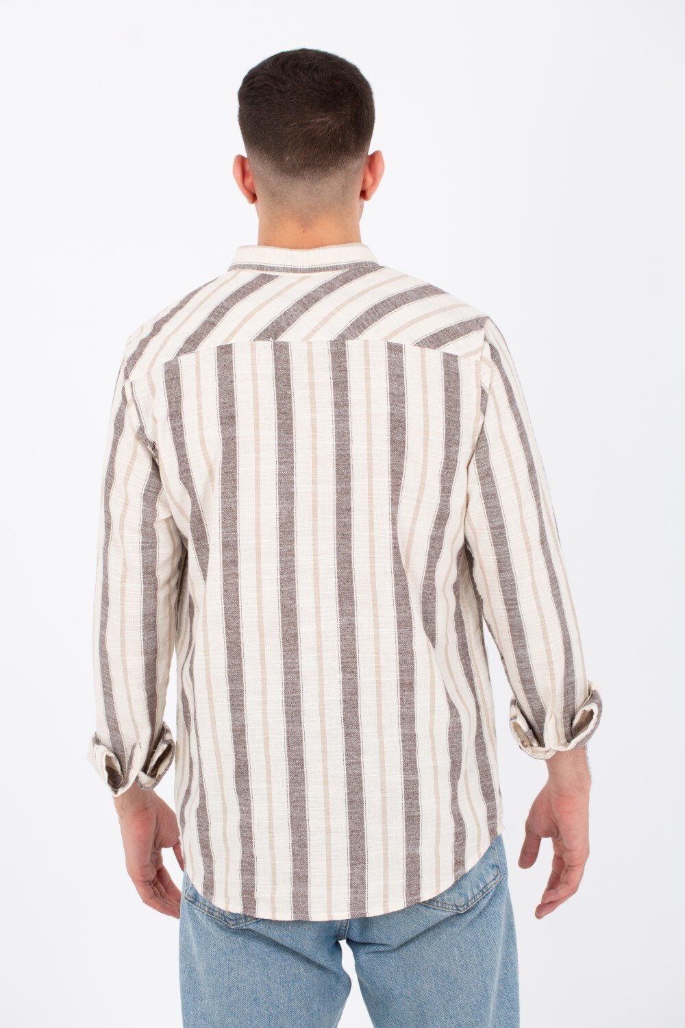 Mens Striped Shirt With Long Sleeves And Button Front
