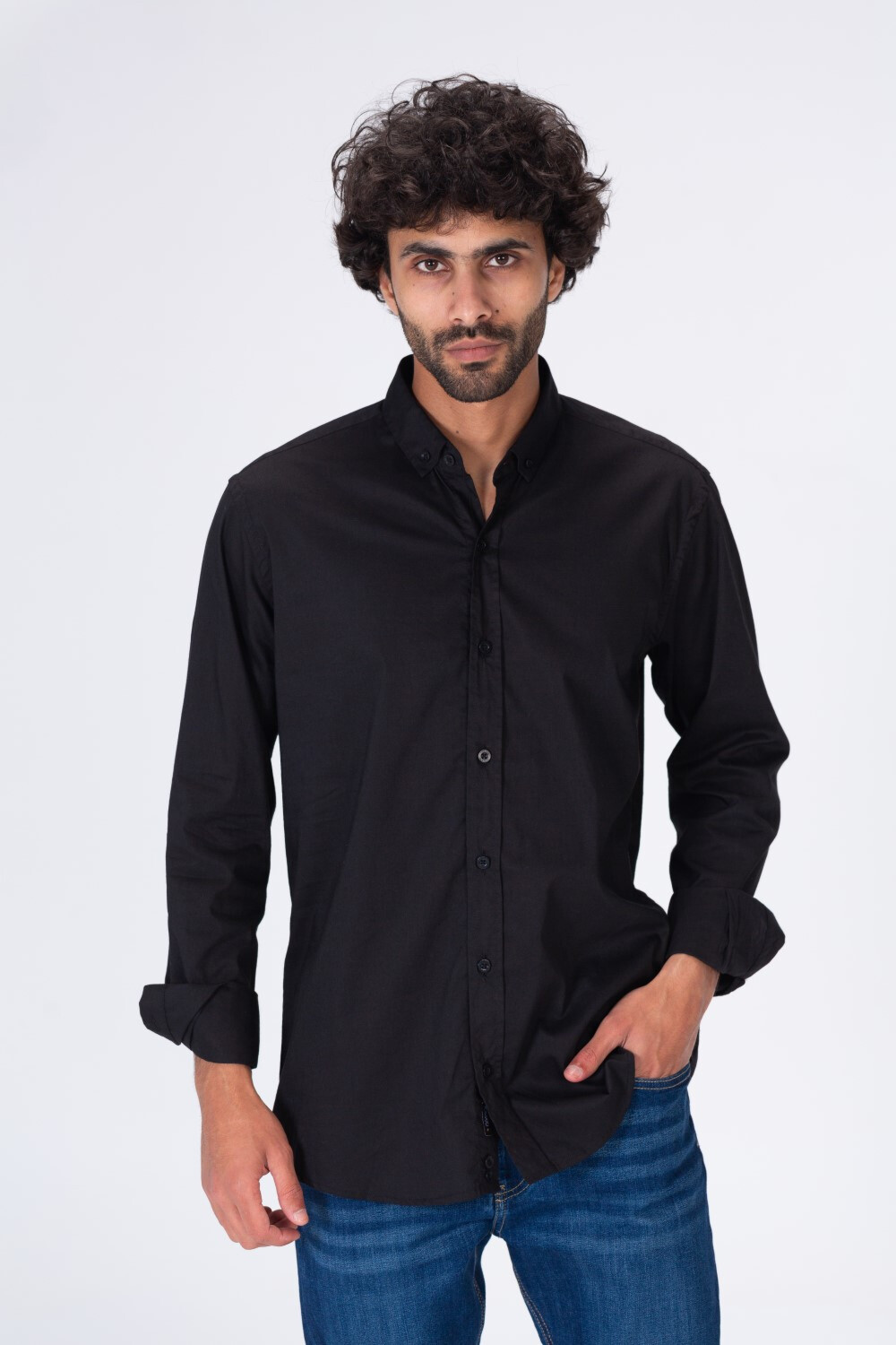Mens Basic Plain Shirt With Collar And Basic Details For Every Day