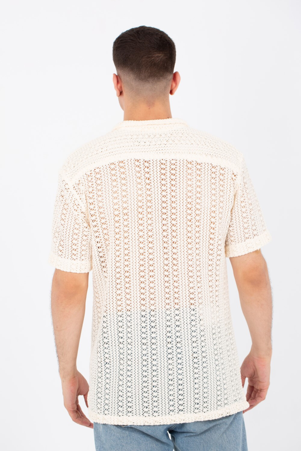 Mens Half Sleeved Slim Fit Transparent Trico Shirt With A New Trendy Cut