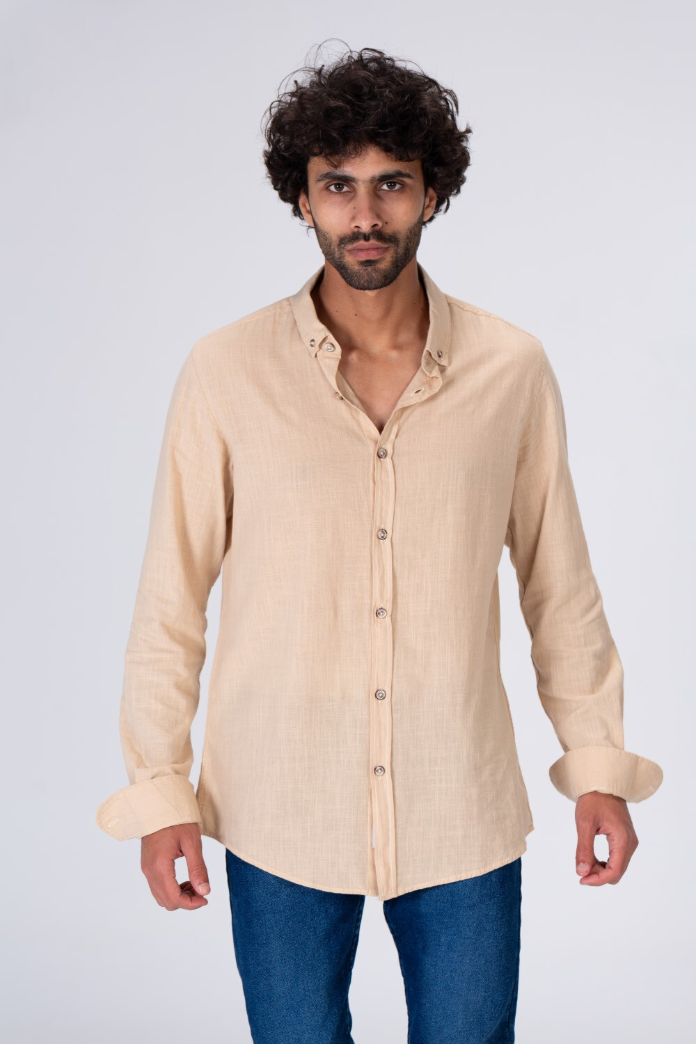 Mens Regular Fit Classic Plain Shirt With Comfortable Linen Material
