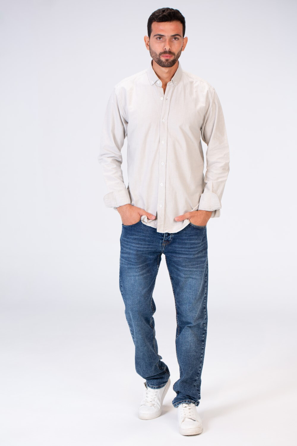 Mens Basic Plain Slim Fit Long Sleeves Shirt