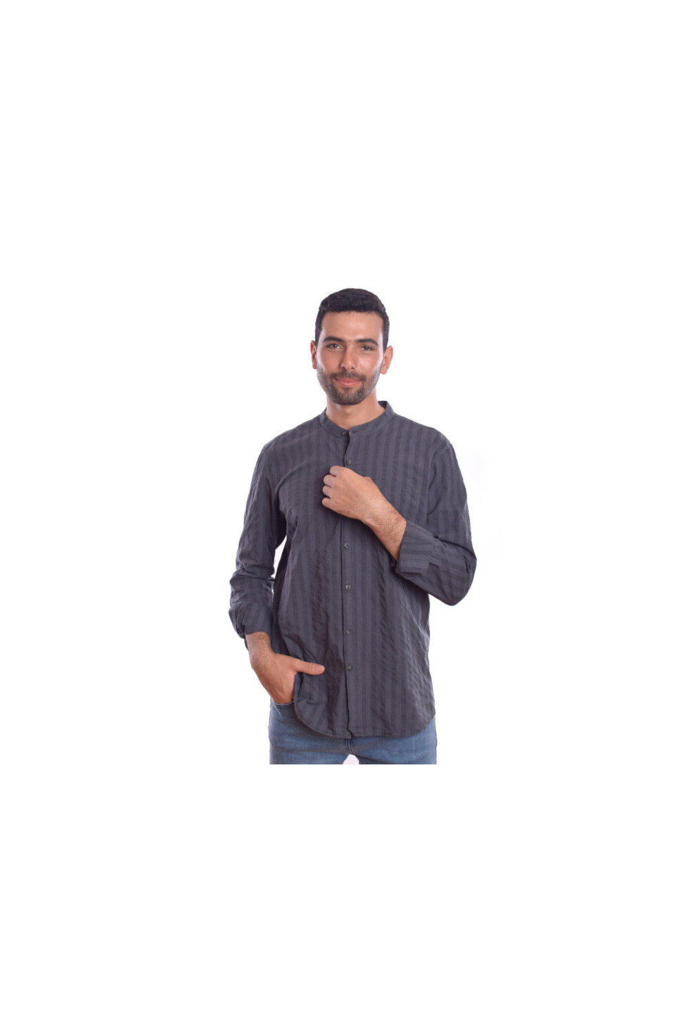 Men's Regular Fit Made Of Soft Cotton Long Sleeves Half Neck Shirt