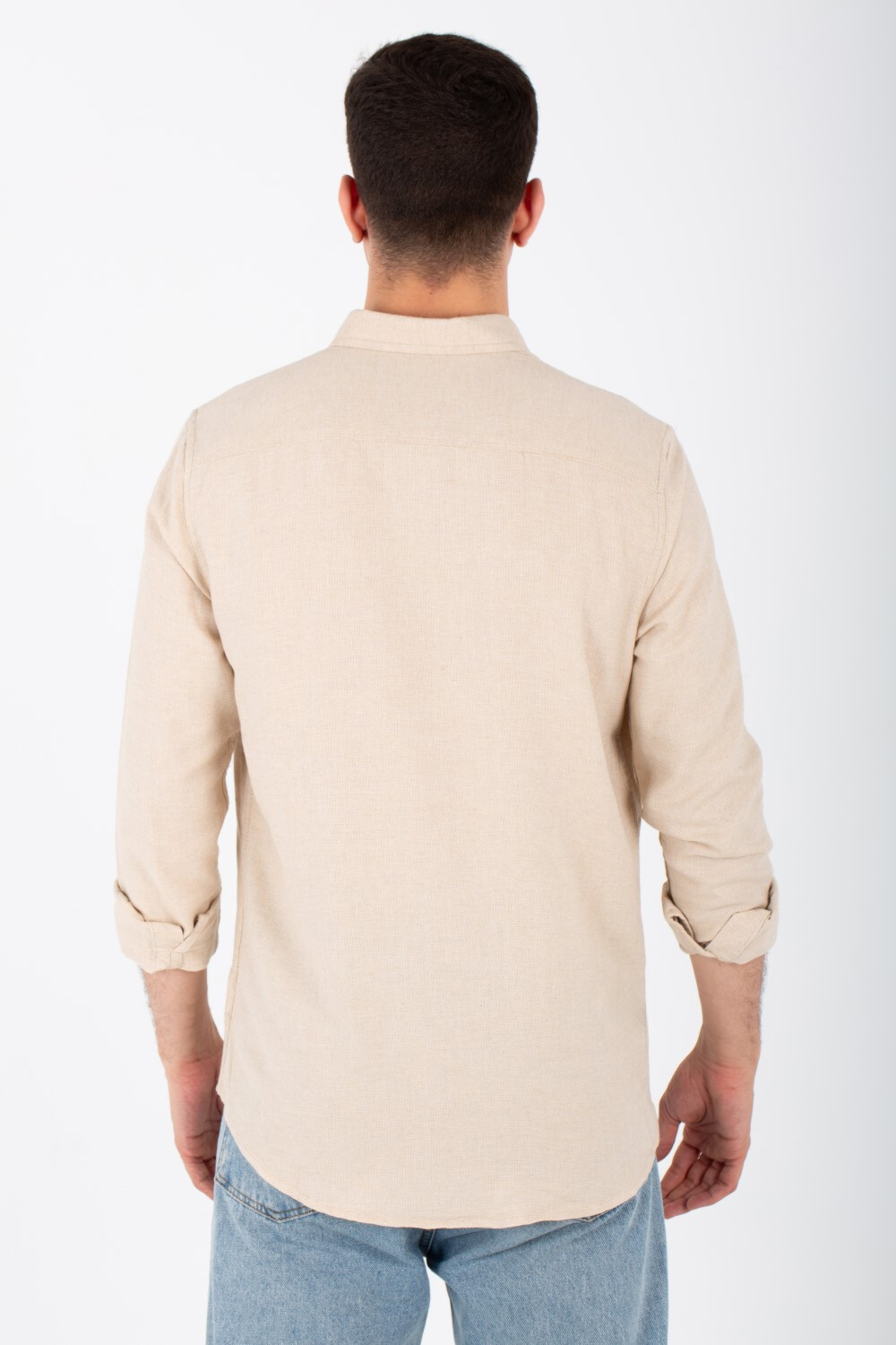 Mens Basic Plain Shirt With Long Sleeves And Slim Fit Cut