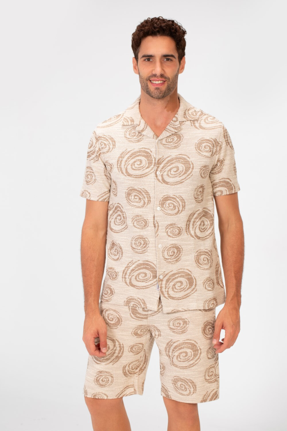 Men's Mesh Outfit Half Sleeve Full Button Shirt and Short