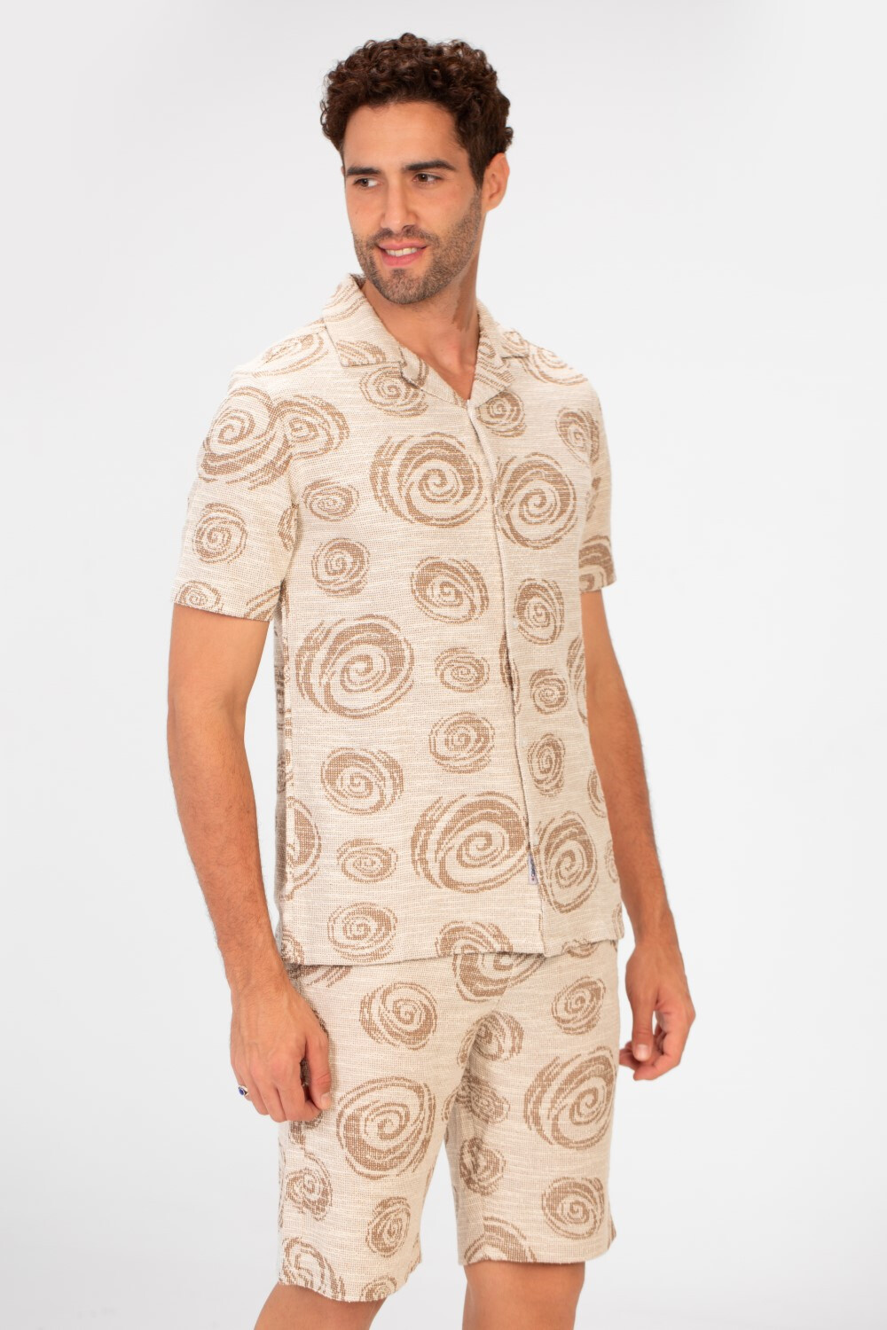 Men's Mesh Outfit Half Sleeve Full Button Shirt and Short