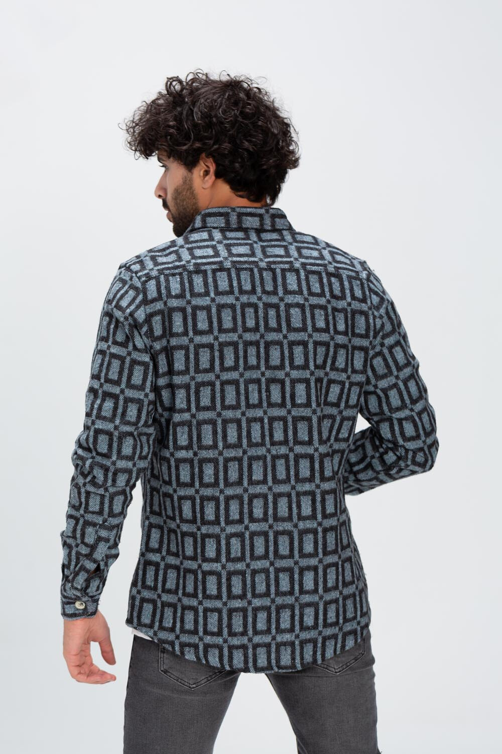Men's Regular Fit With Front Left Pocket Checked Style Soft Wool Shirt