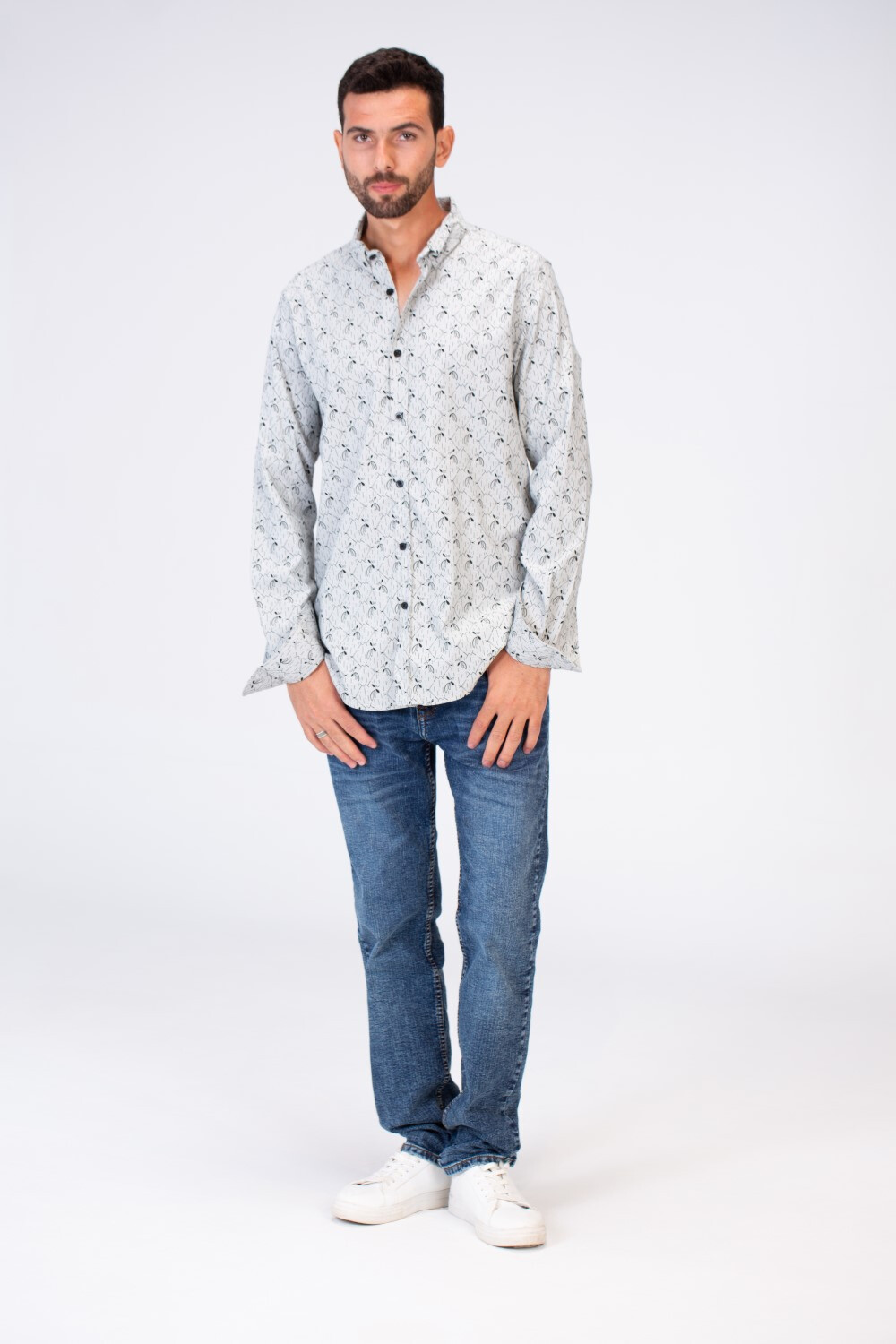 Mens Jakar Slim Fit Long Sleeve Printed Shirt