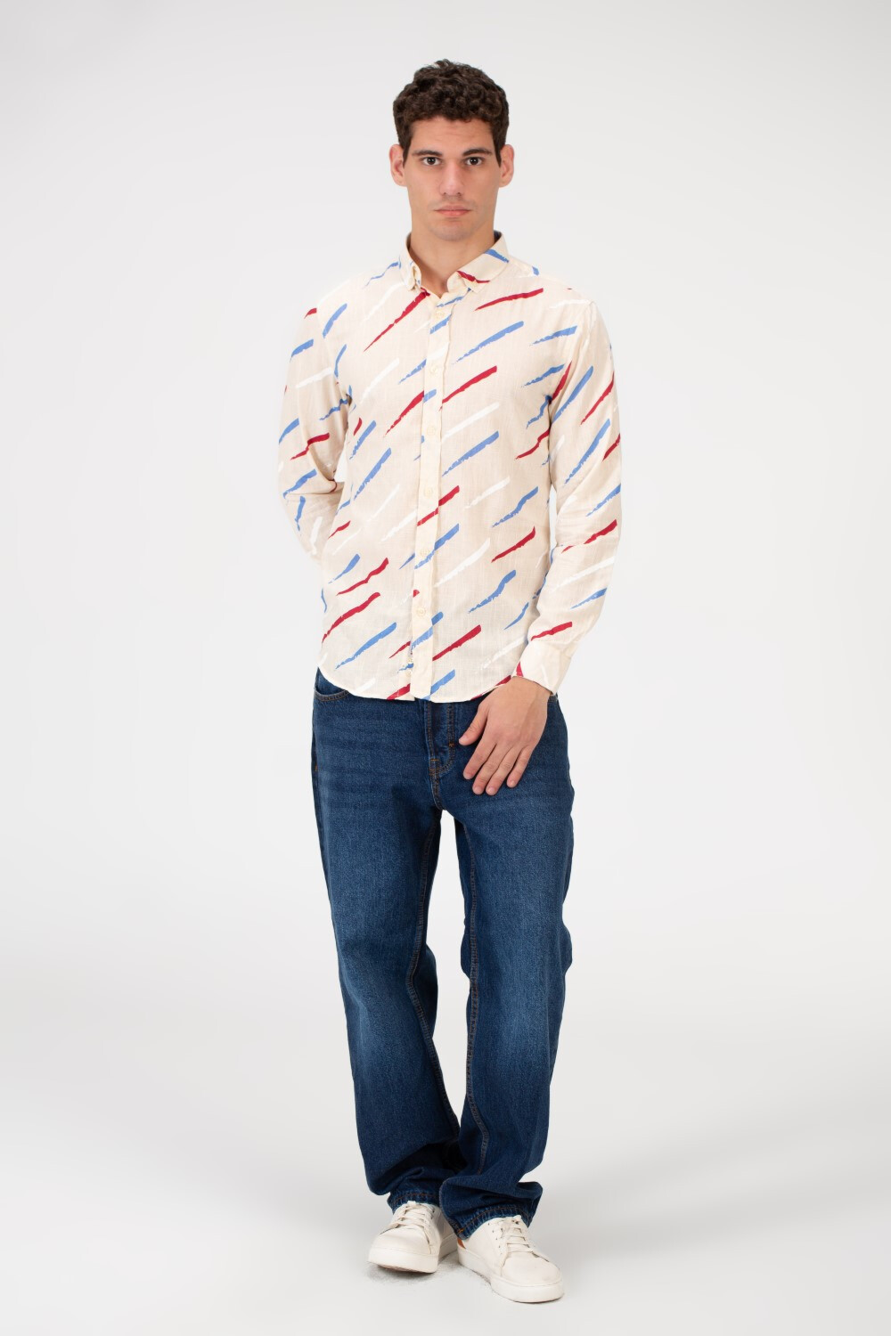 Men's Slim Fit Printed Jakar Shirt