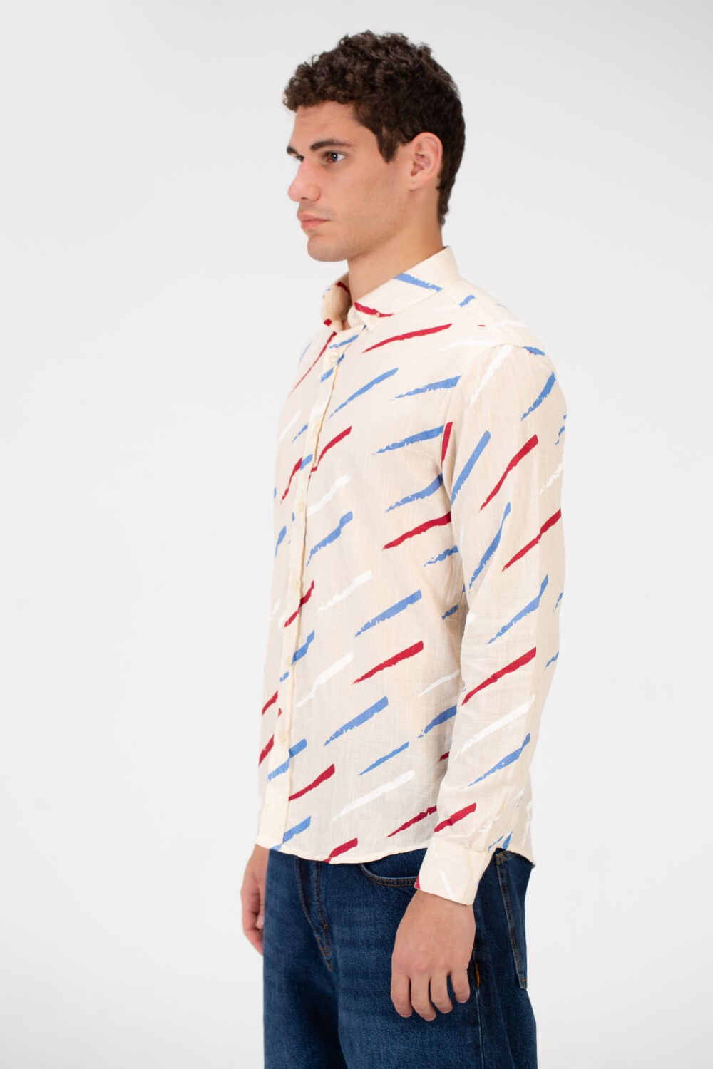 Men's Slim Fit Printed Jakar Shirt