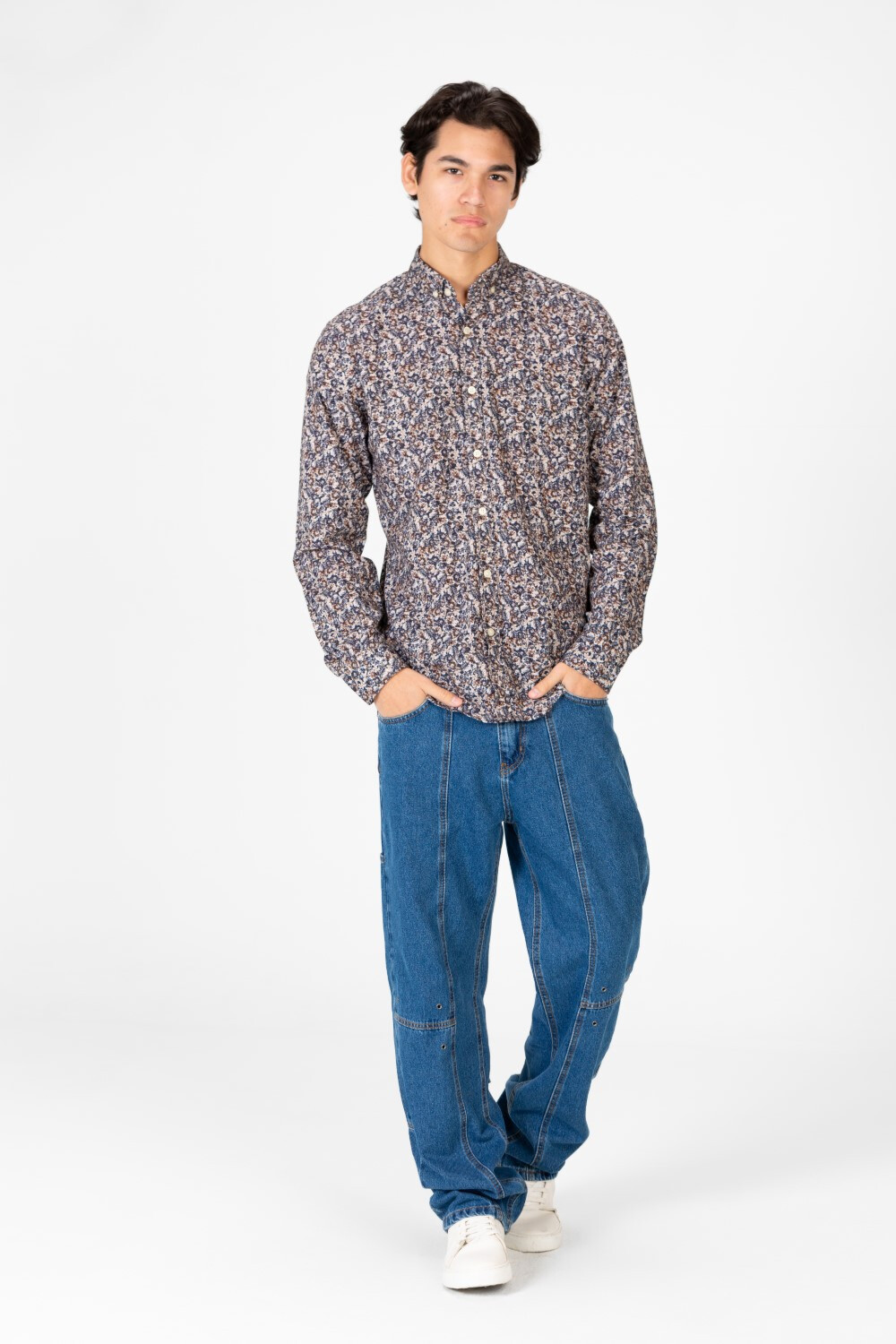 Men's Slim Fit Long Sleeve Printed Shirt
