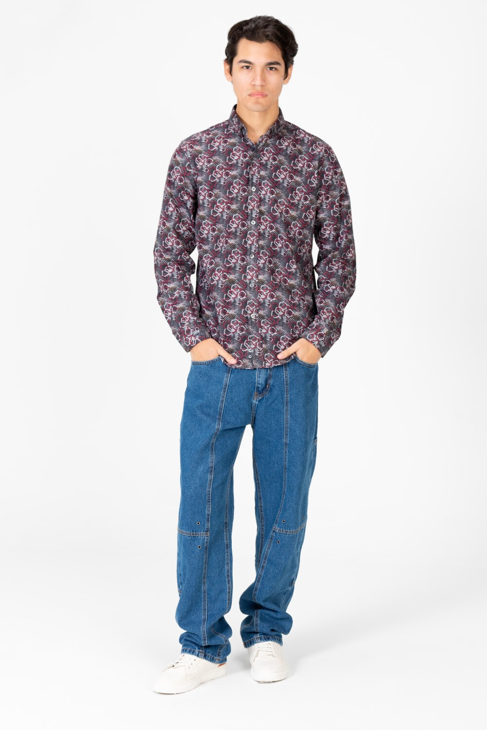 Men's Slim Fit Full Print Long Sleeve Shirt