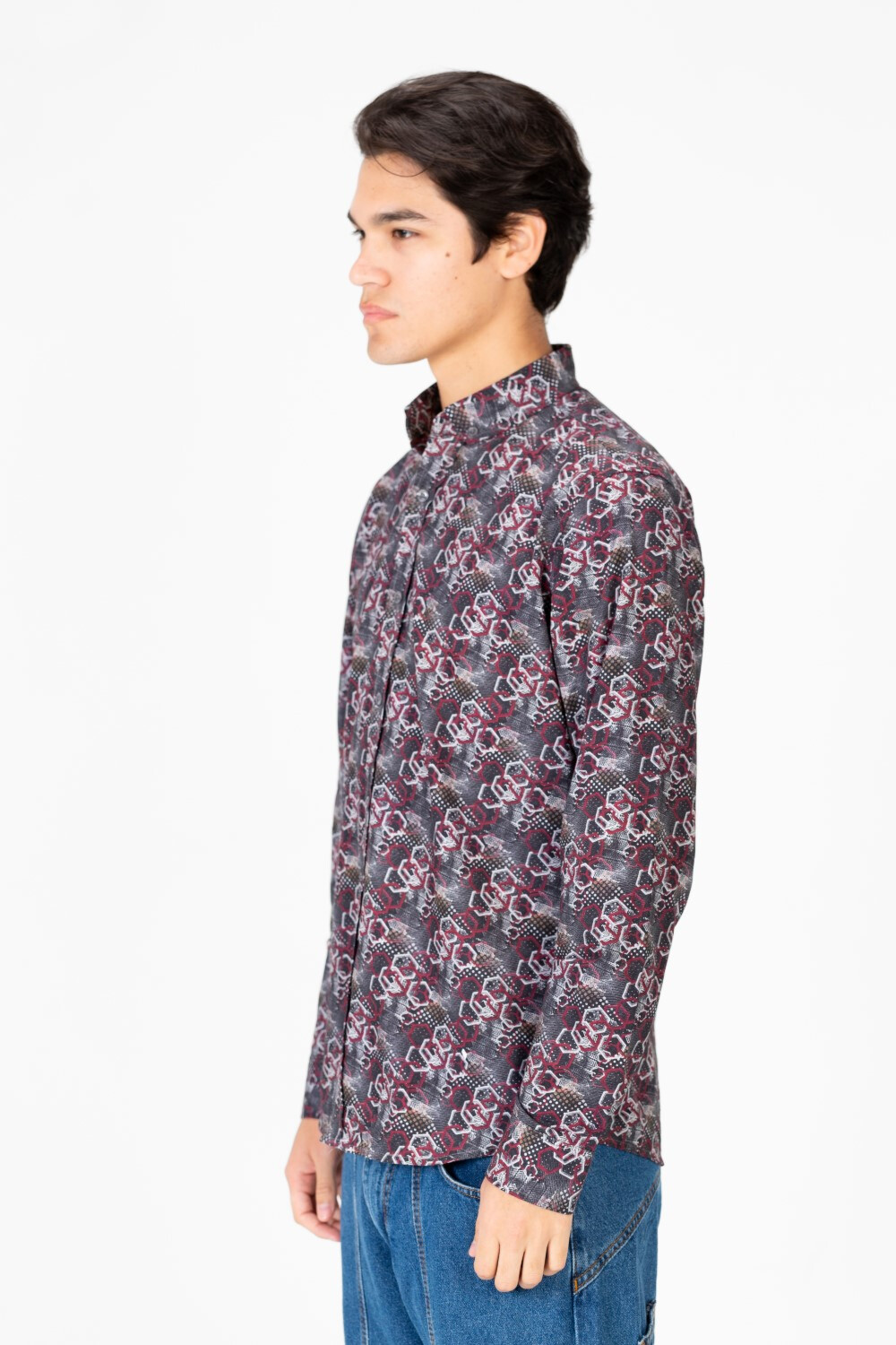 Men's Slim Fit Full Print Long Sleeve Shirt