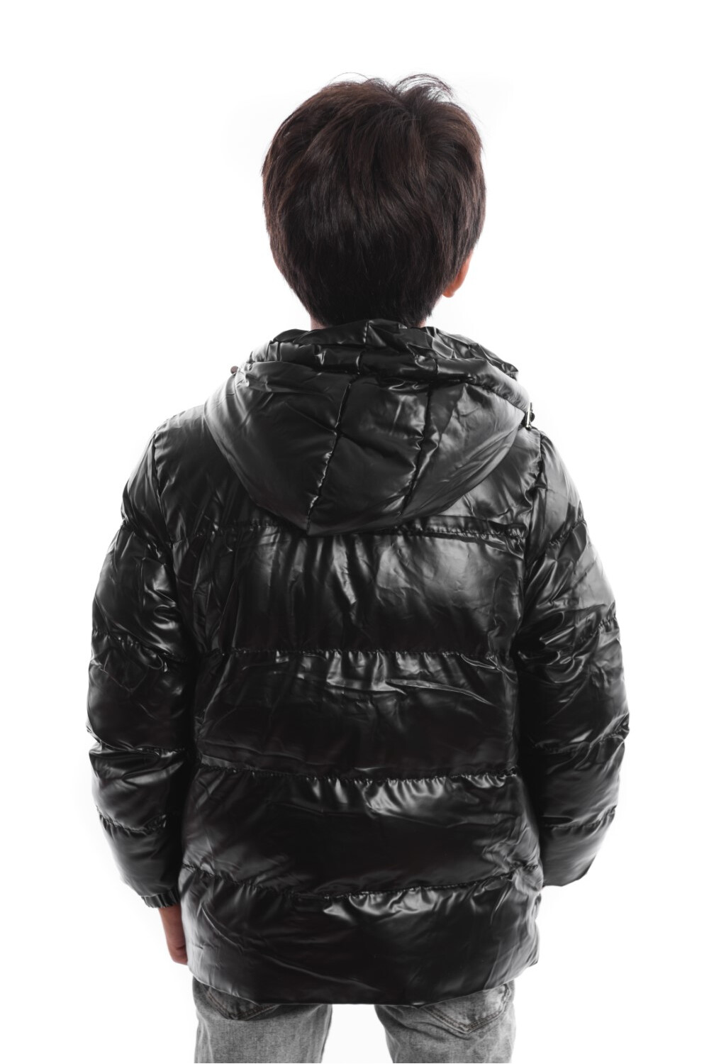 Boy's Full Zipper Casual Metalic Padded Waterproof Jacket With Side Pocket