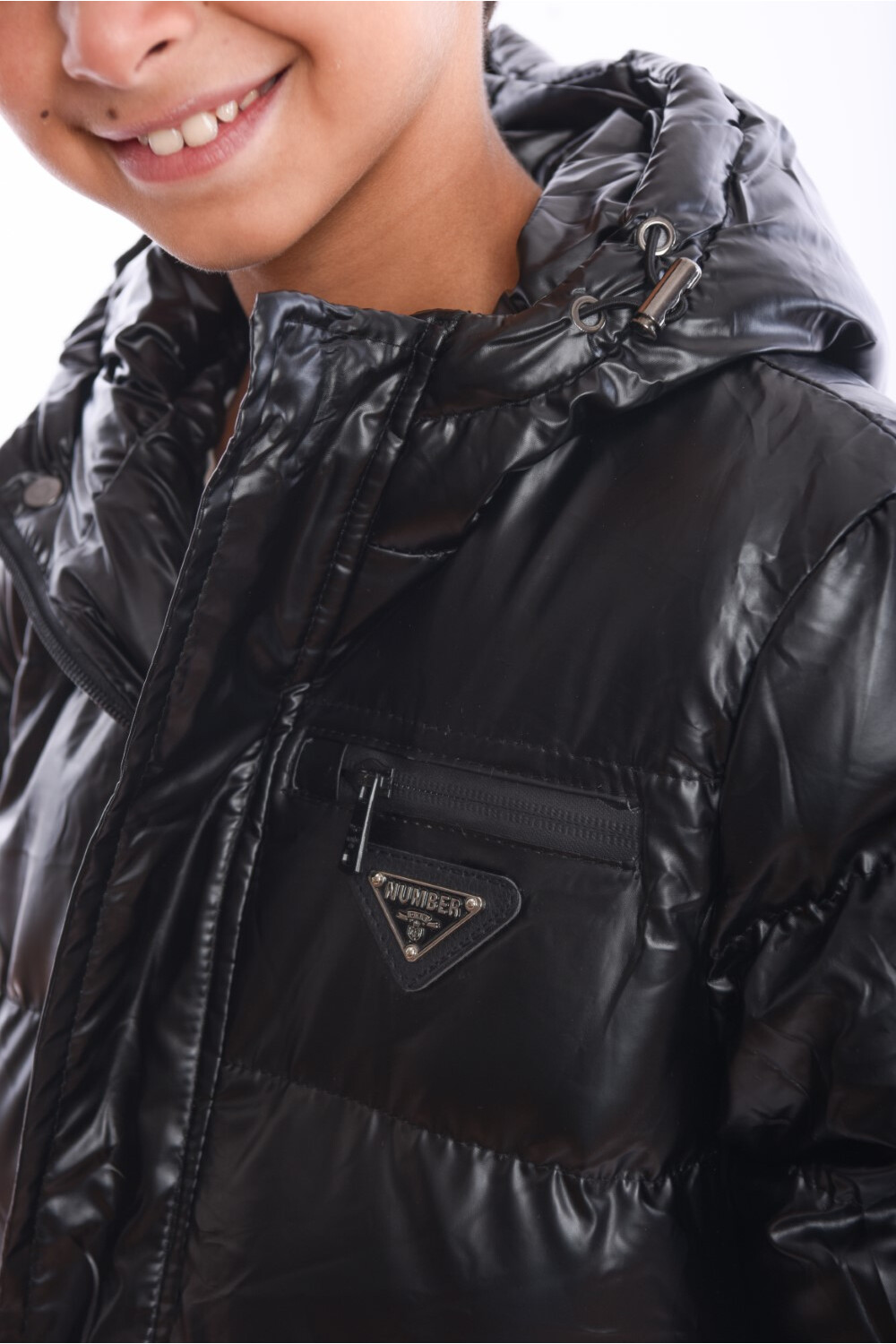 Boy's Full Zipper Casual Metalic Padded Waterproof Jacket With Side Pocket