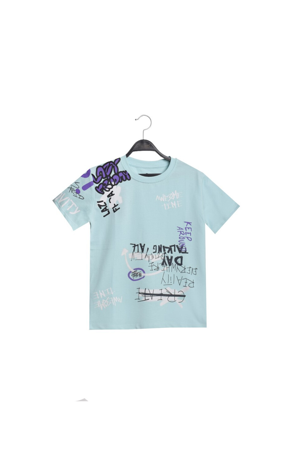 Boy's Rounded Neck Front Printed Cotton Design T-shirt