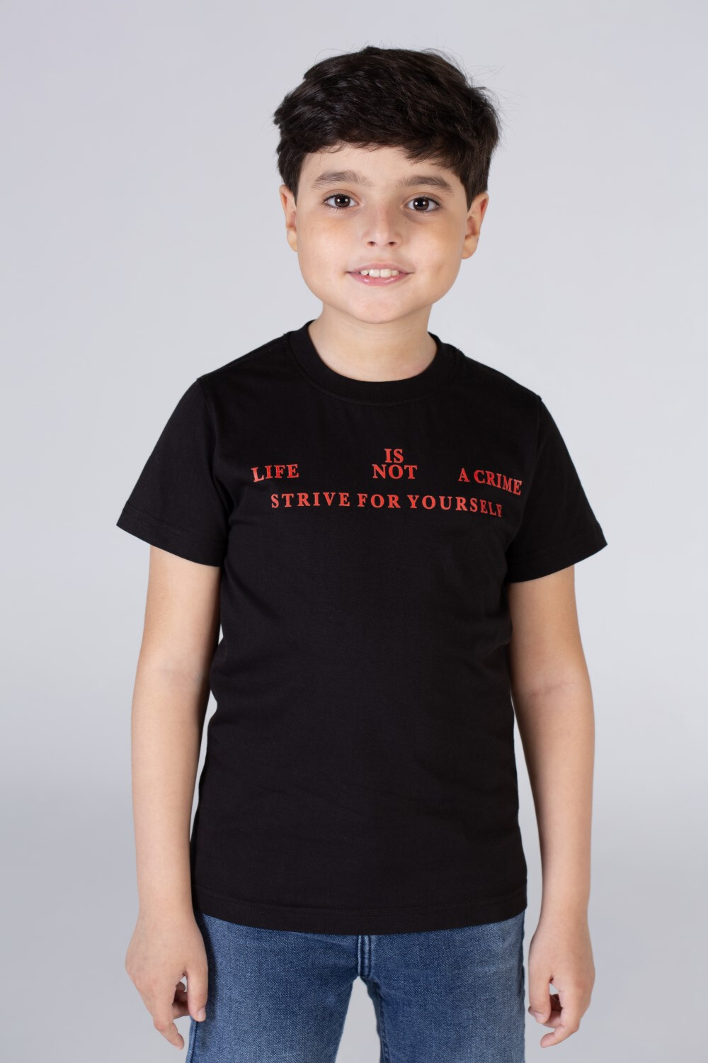 Boys Printed Round Neck Regular Fit T-shirt  With Short Sleeves