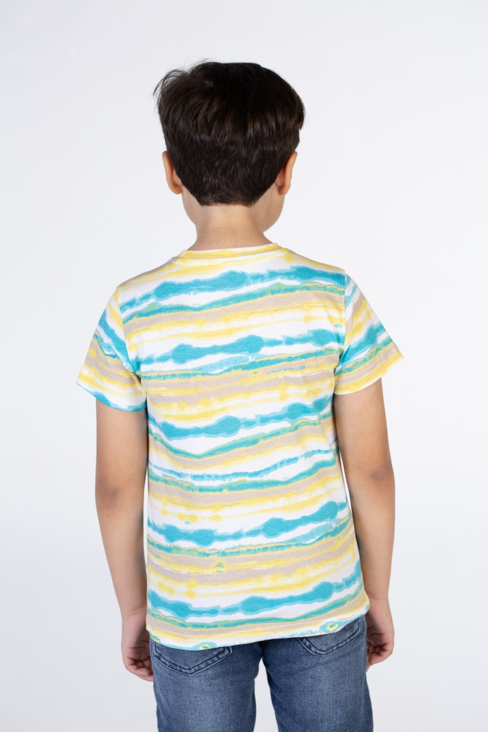 Boys Cross-Striped Half Sleeve T-shirt With Take The Chance Print