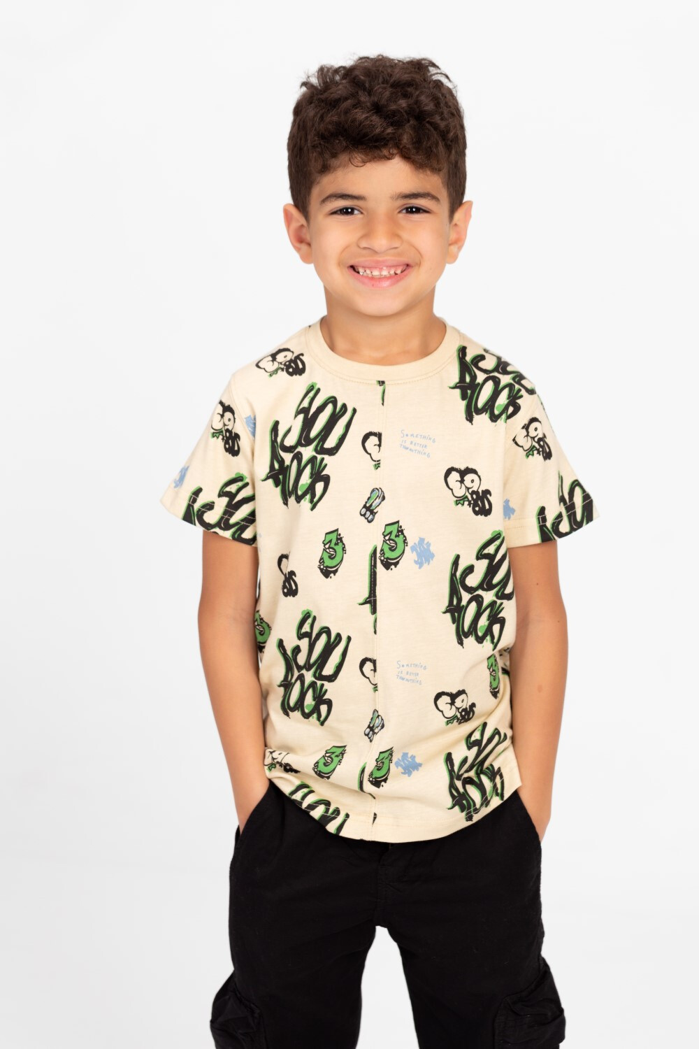Boys Half Sleeve Oversize T-shirt With Front And Back Print