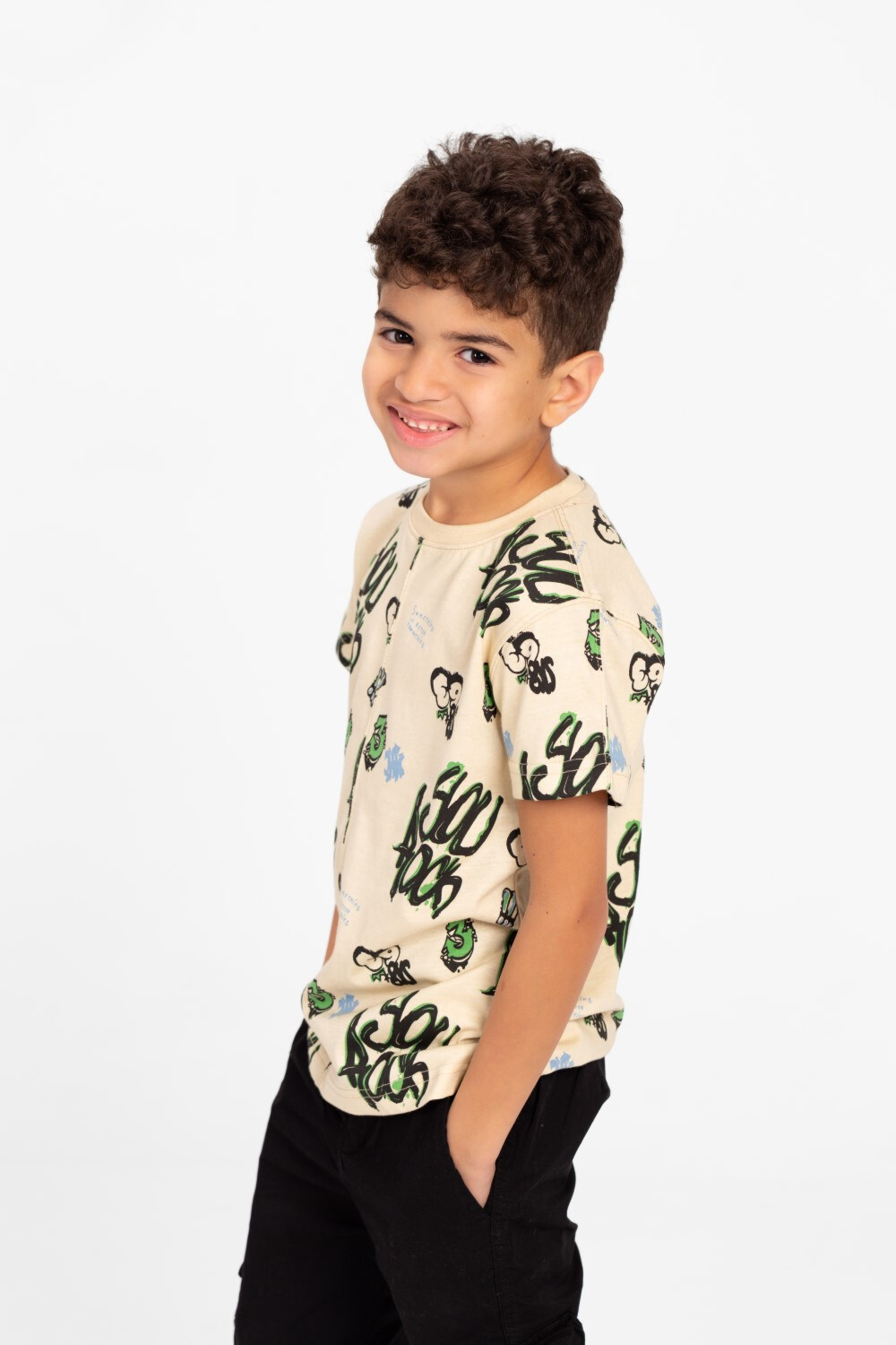 Boys Half Sleeve Oversize T-shirt With Front And Back Print